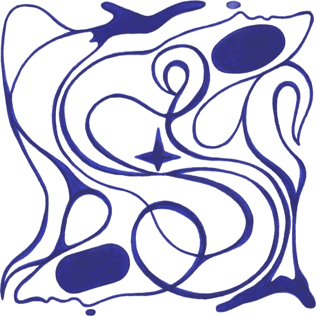 Das Tintenbild „Ablenkung“ zeigt geschwungene Linien, die fehlende Richtung und Fokus symbolisieren.