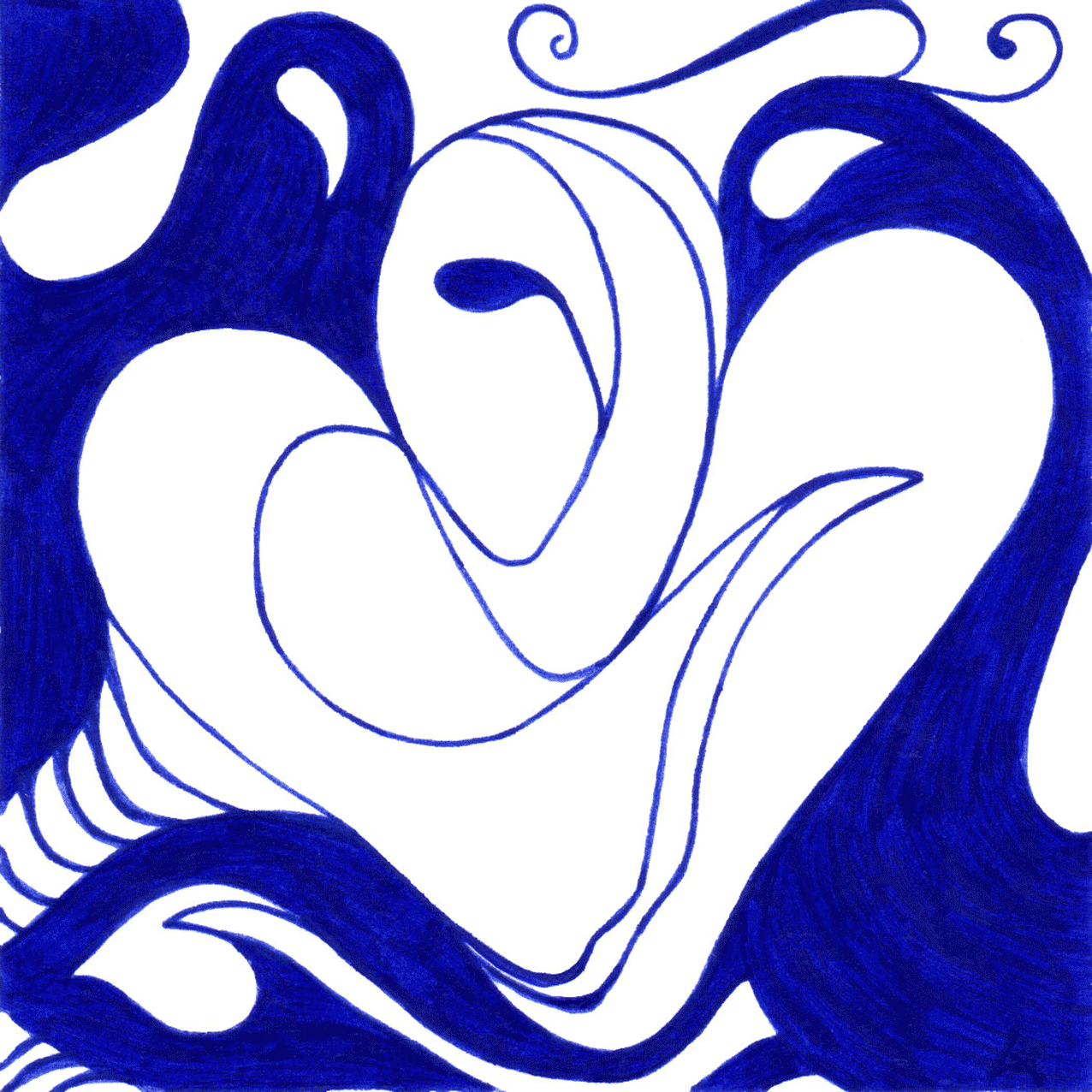 Sanft nachdenklich „Alle zusammen“ – Tintenbild einer Gruppe, deren deren Begegnungen verborgen bleiben