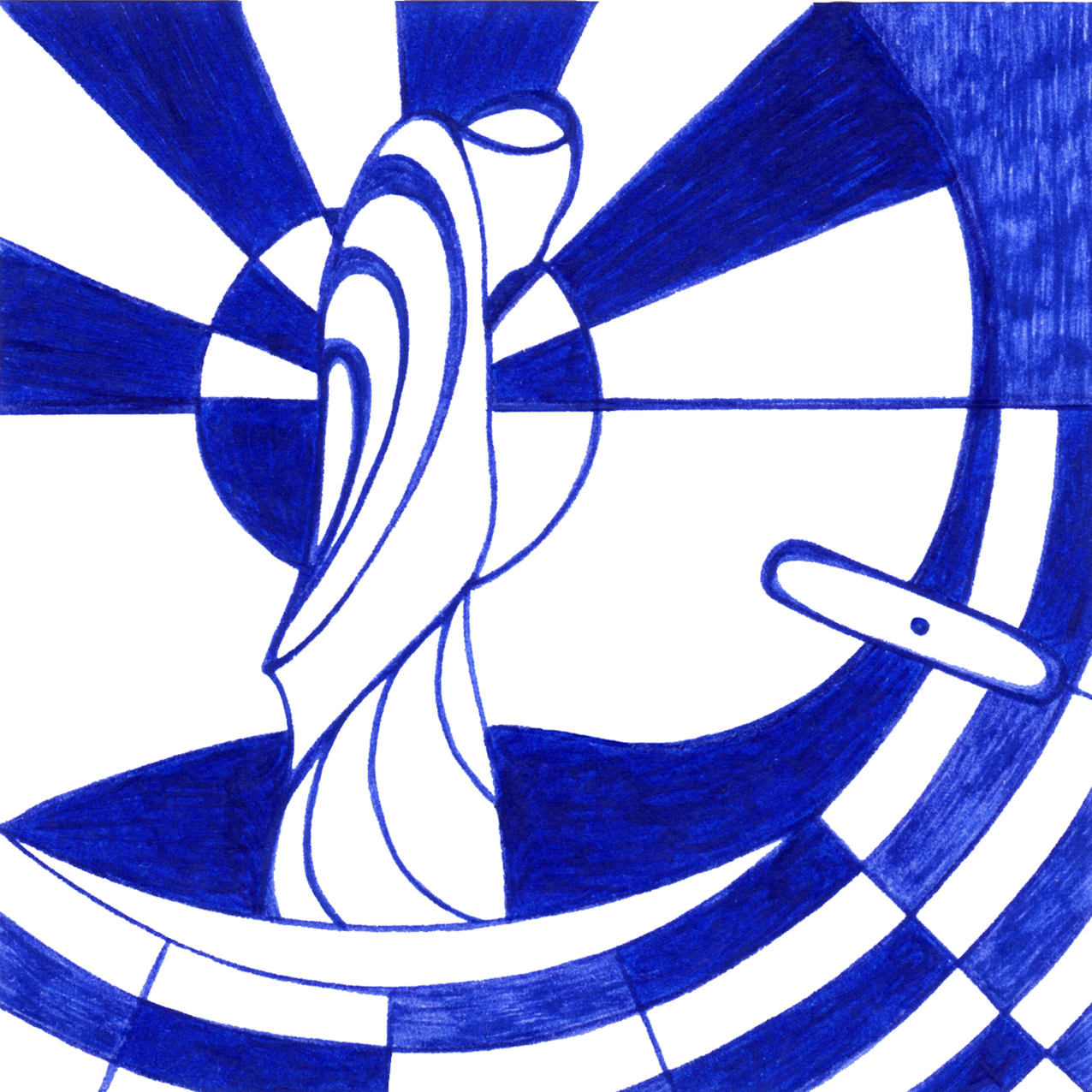 Nachdenkliches „Allein im Boot“ – Tintenbild vermittelt das Alleinsein im eigenen Universum