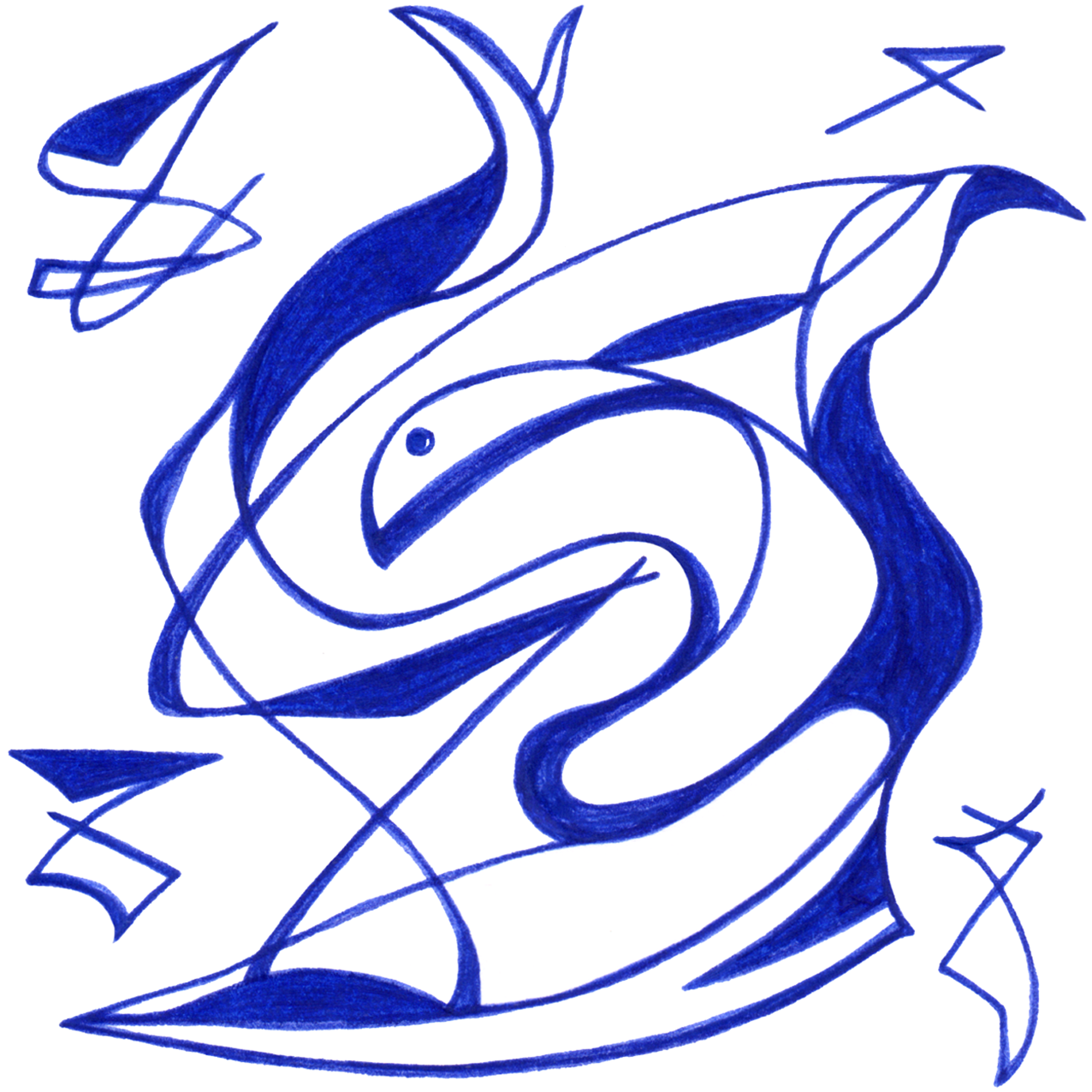 Vertrautes „Am Tisch“ – Tintenbild zeigt gemeinsame Stille, in der Nähe und Einssein spürbar werden.