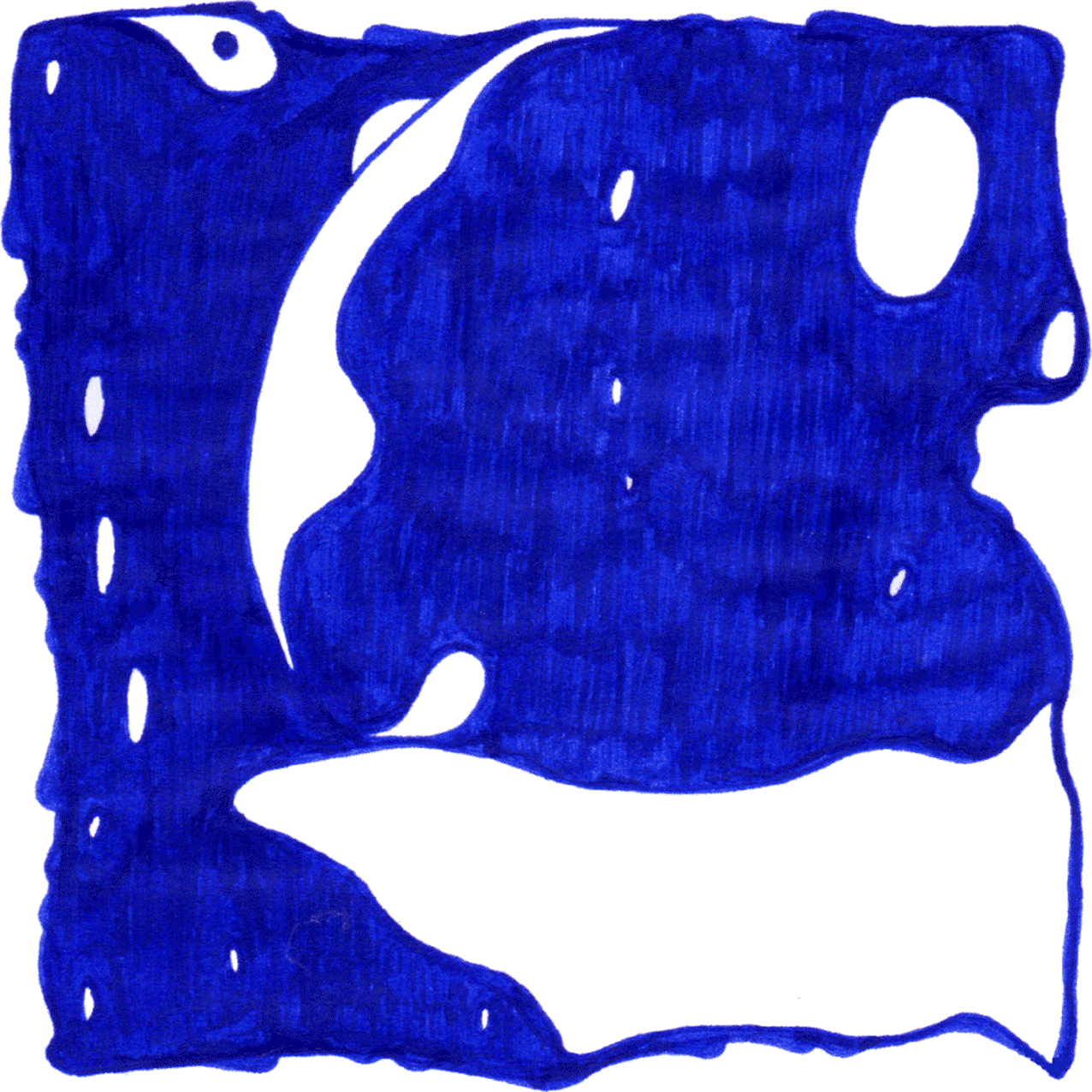 Tintenzeichnung „Anfang“, dynamischer Strich ins Ungewisse, Symbol für Aufbruch ohne Rückkehr.