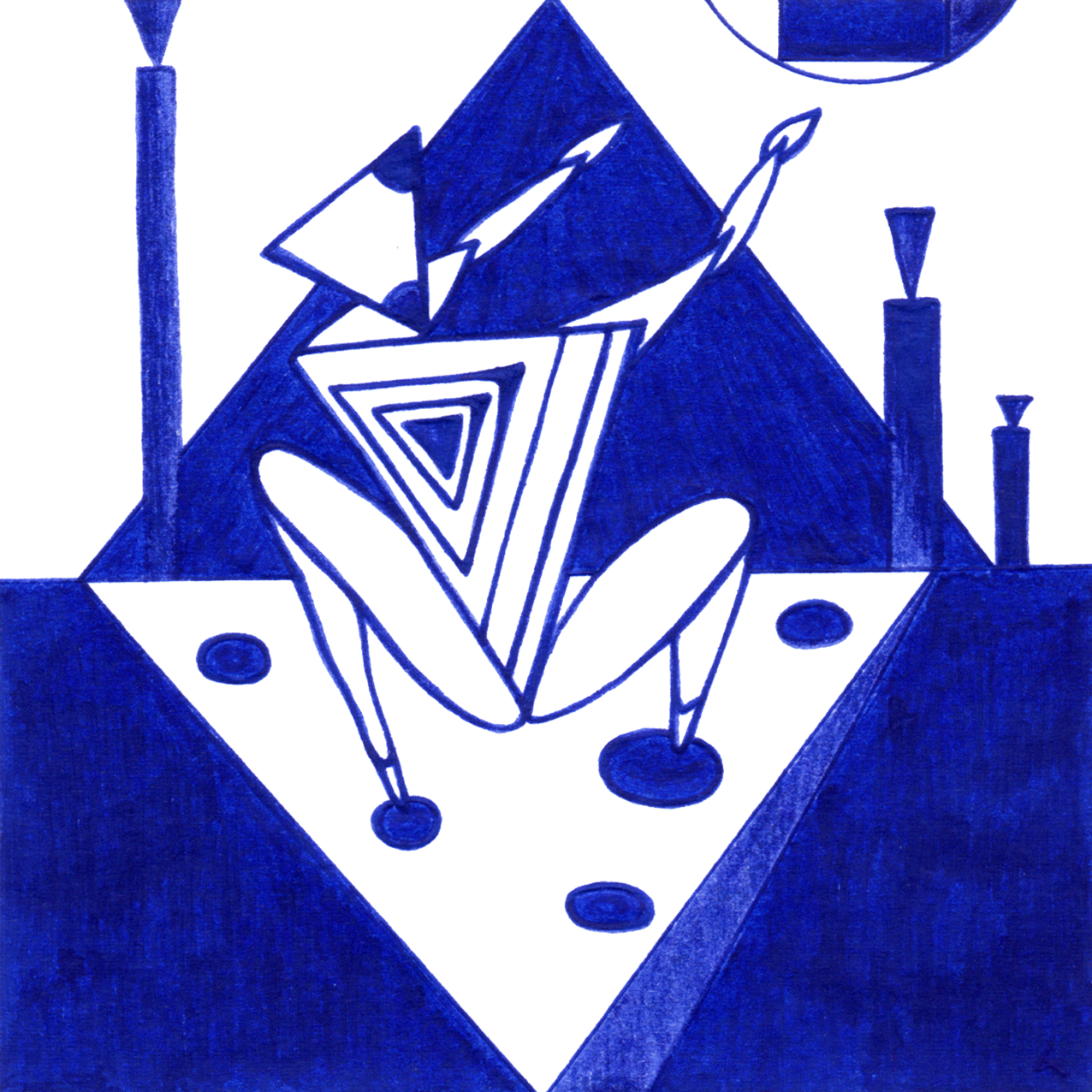 Andächtiges vertrauensvolles Tintenbild "Appell": das Ausstrecken nach dem Göttlichen im Vertrauen auf Erhörung.