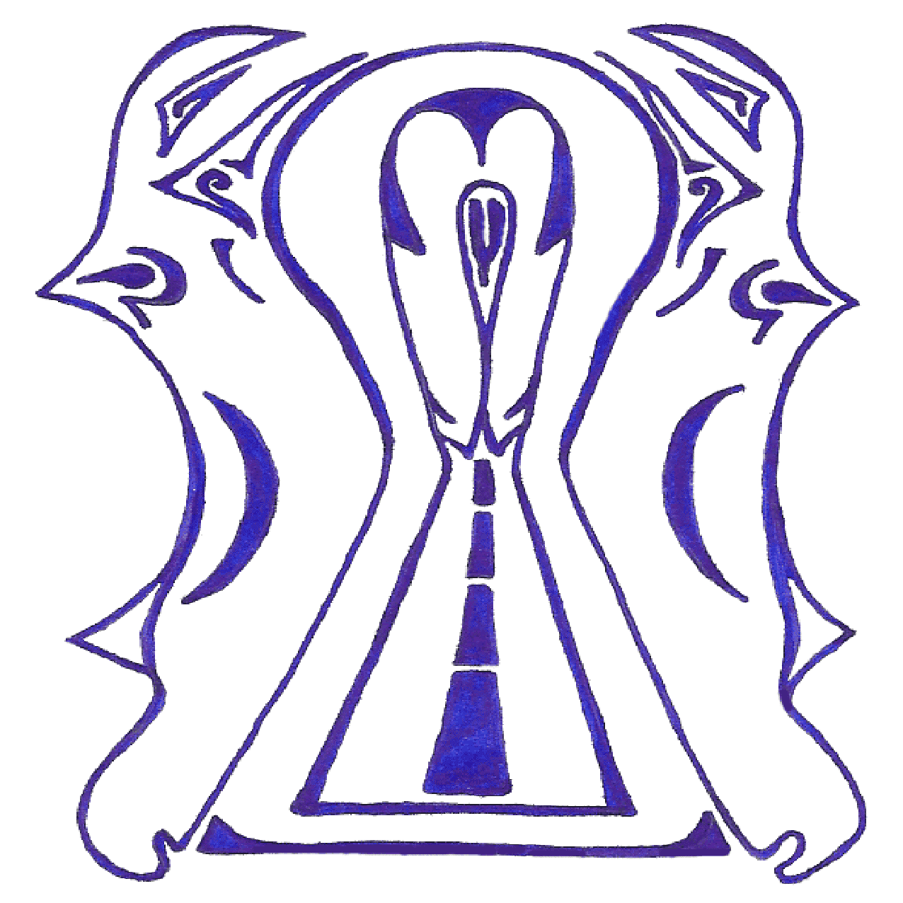 Gedankenreiche Tintenzeichnung „Assoziation“ mit freien Linien als Spiel der Vorstellung