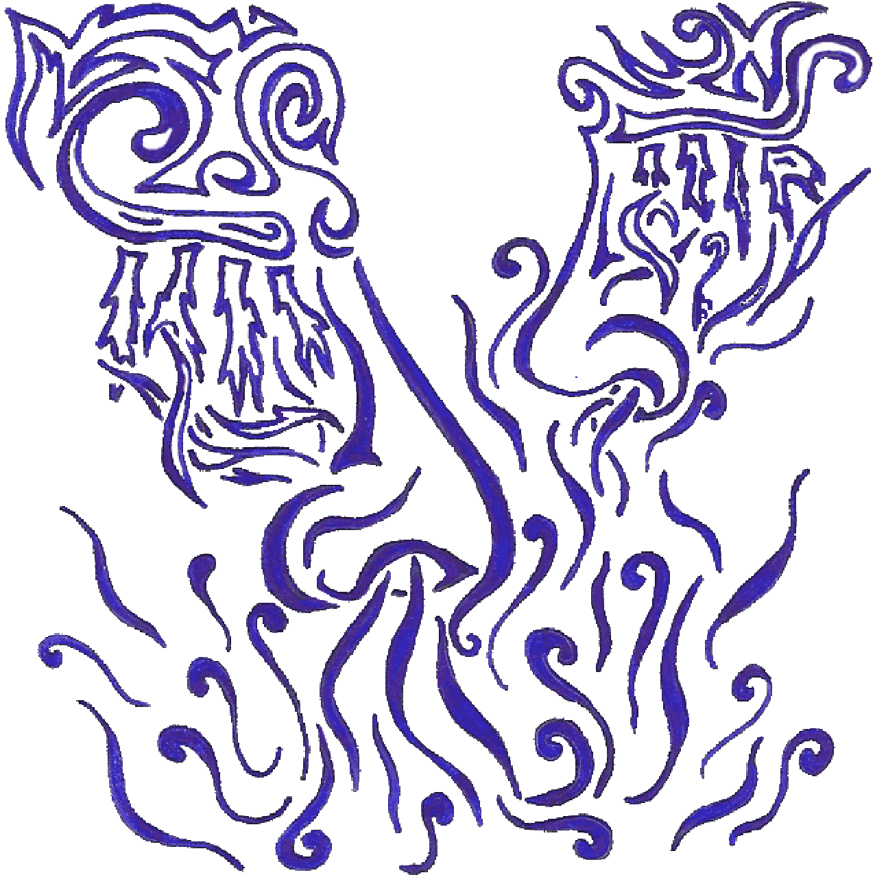 Abstraktes Tintenbild „Atem“, ruhige Formen wie ein stiller Atemzug