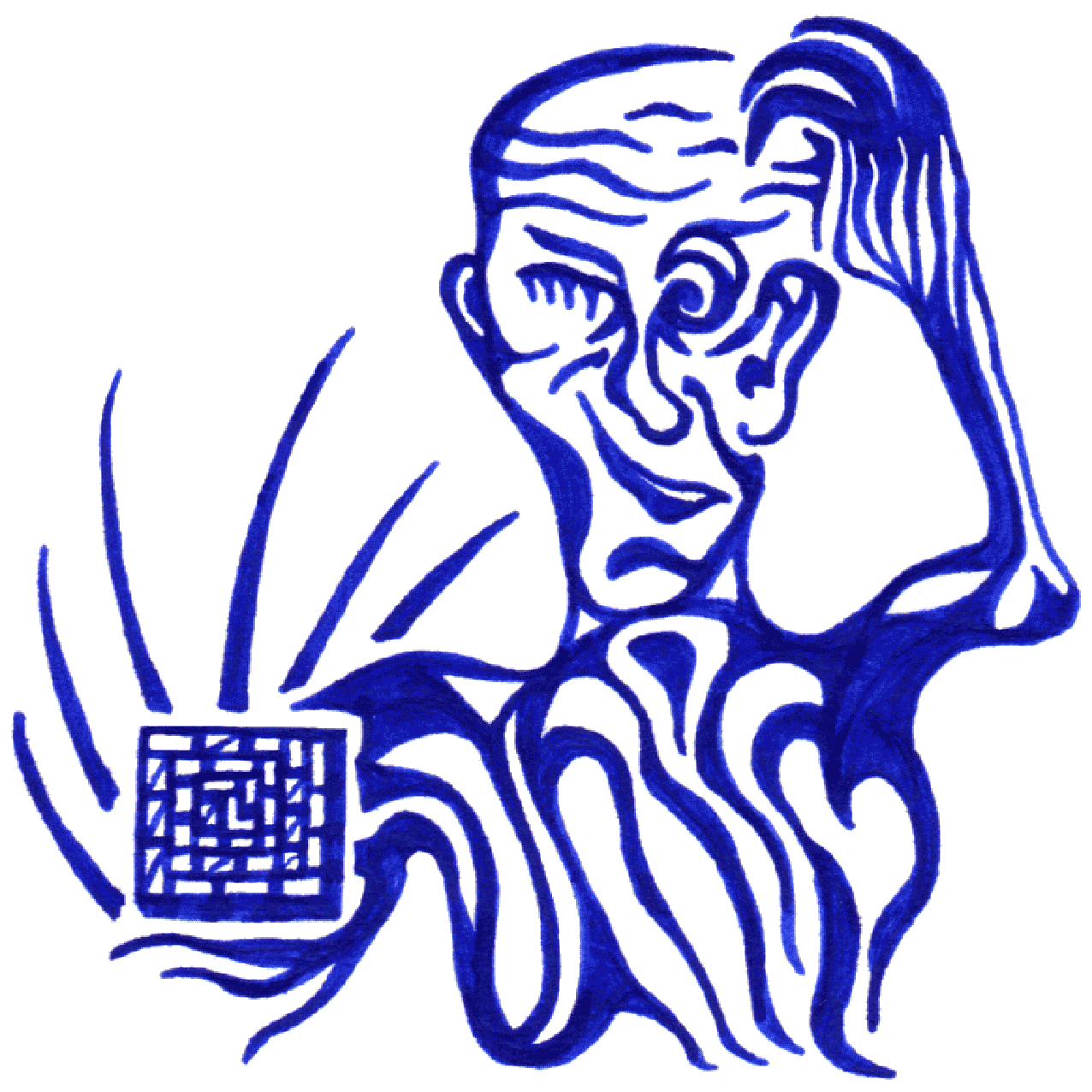 Kontrastreiche Linienillustration „Aufgabe bewältigen“ als Symbol für Lösungssuche und Sinnfrage