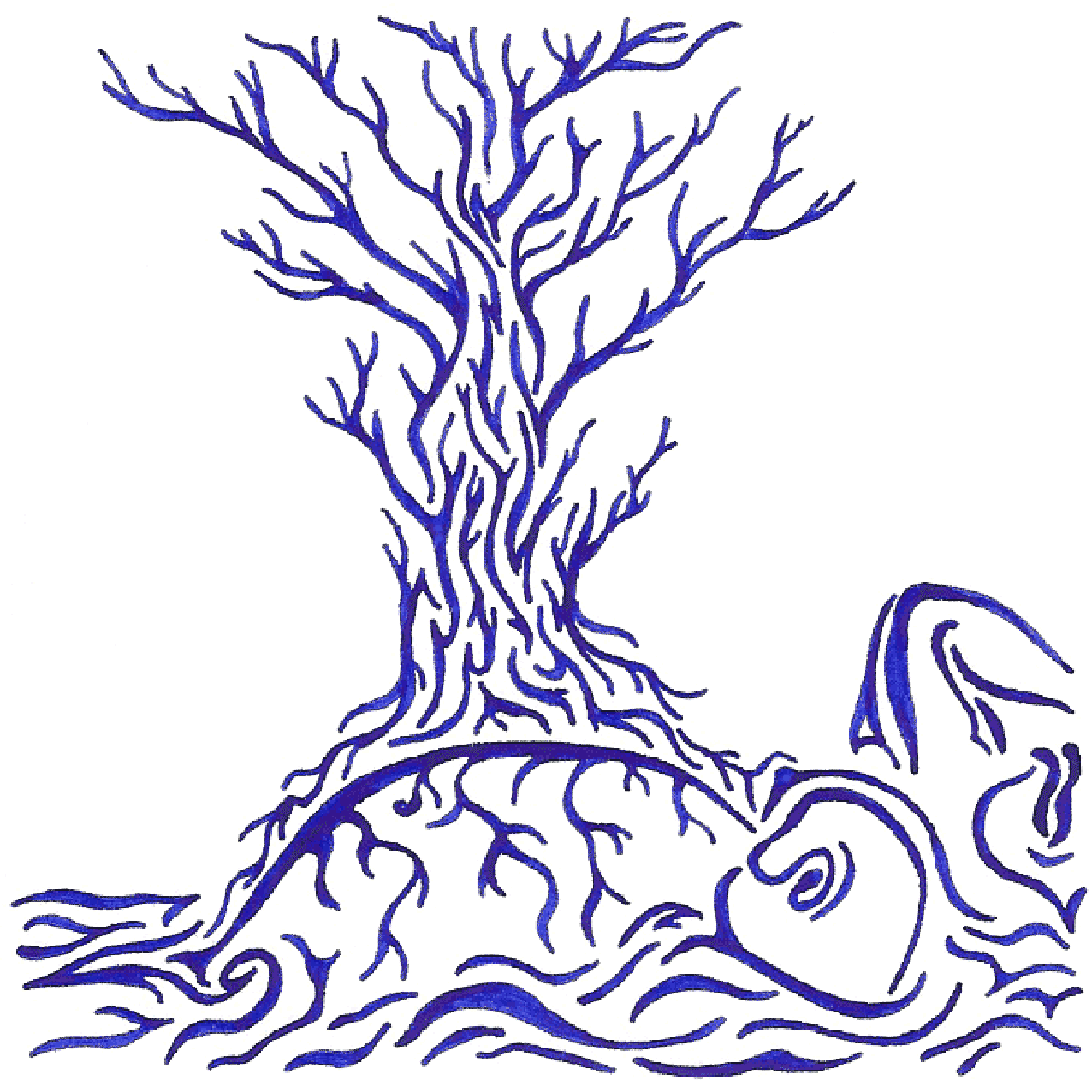 Abstraktes Tintenbild „Bauch“, weiche Formen als Symbol für Leben, Wachstum und Ursprung