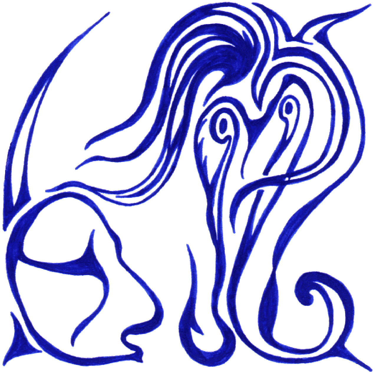 Sanfte Tintenzeichnung „Beruhige dich“, Ausdruck innerer Unruhe und verblassender Wirkung