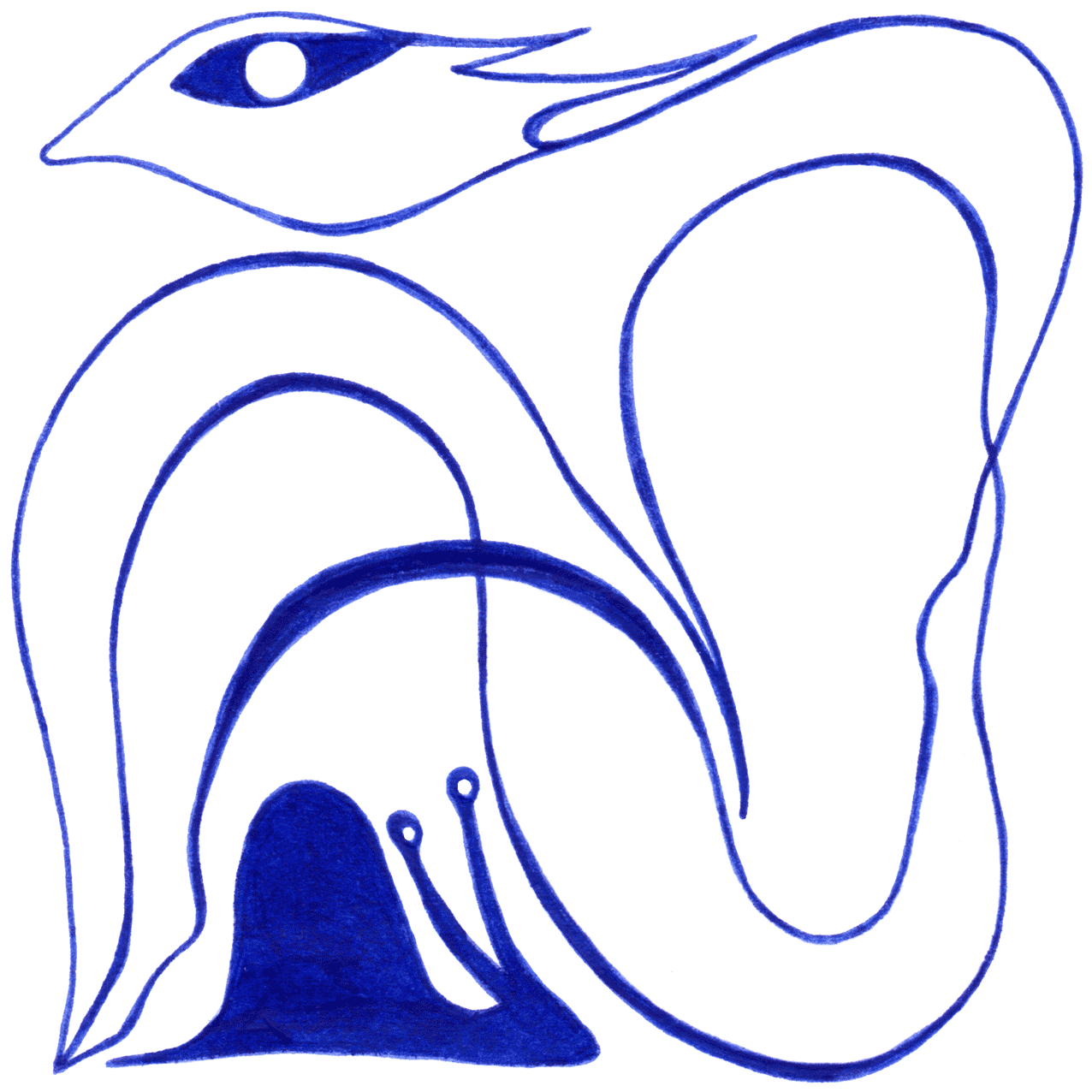Dynamisch „Bewegung“ – Tintenillustration einer Figur auf dem Weg zu neuen Möglichkeiten