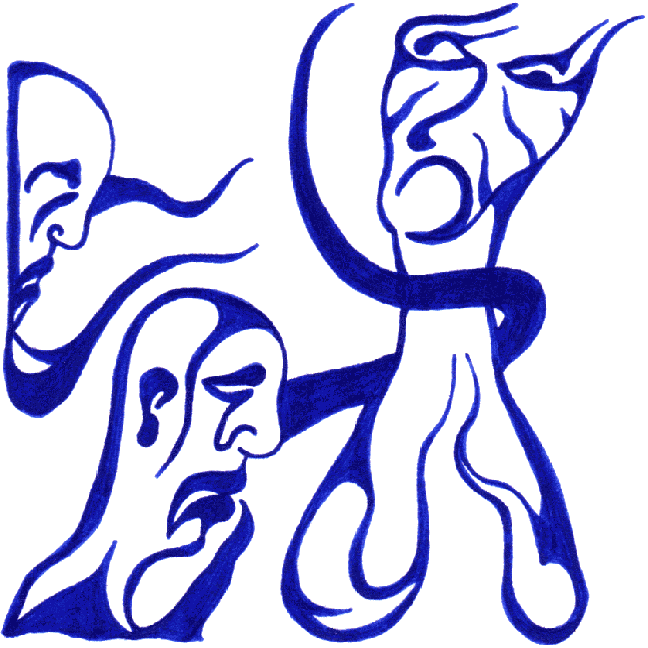 Abstrakte Linienillustration „Bitten“ als Symbol für Hilferuf, Erwartung und emotionale Spannung