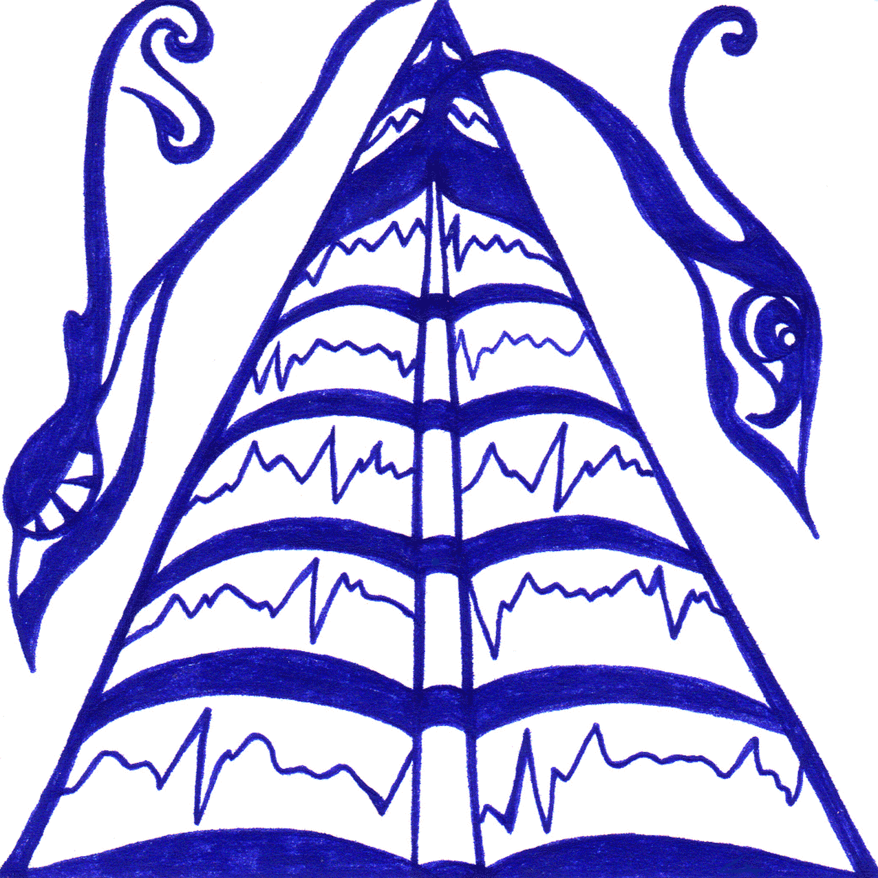 Tintenbild „Bücher des Herzens“ mit filigranen Linien, Symbol für innere Weisheit und Gefühle