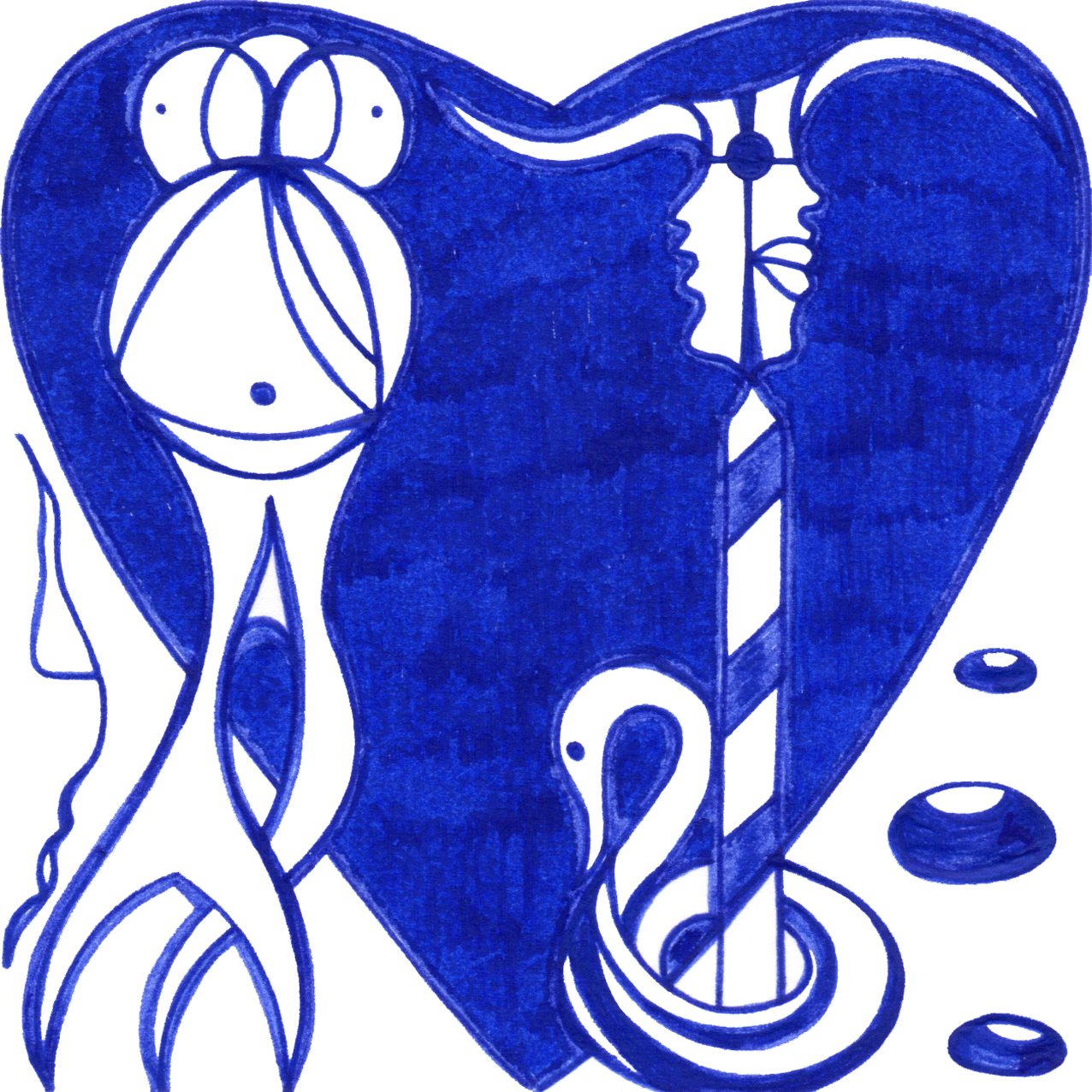 Wirklichkeitsnahes Tintenbild "Chimären": das Ineinanderweben von Traum und Realität zu einem Ganzen