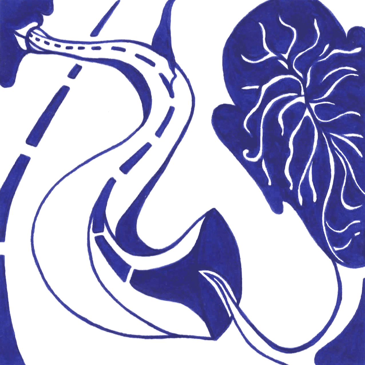 „Der Weg ruft“ als Tintenmotiv, Linien formen Wege, die zu neuen Erfahrungen führen