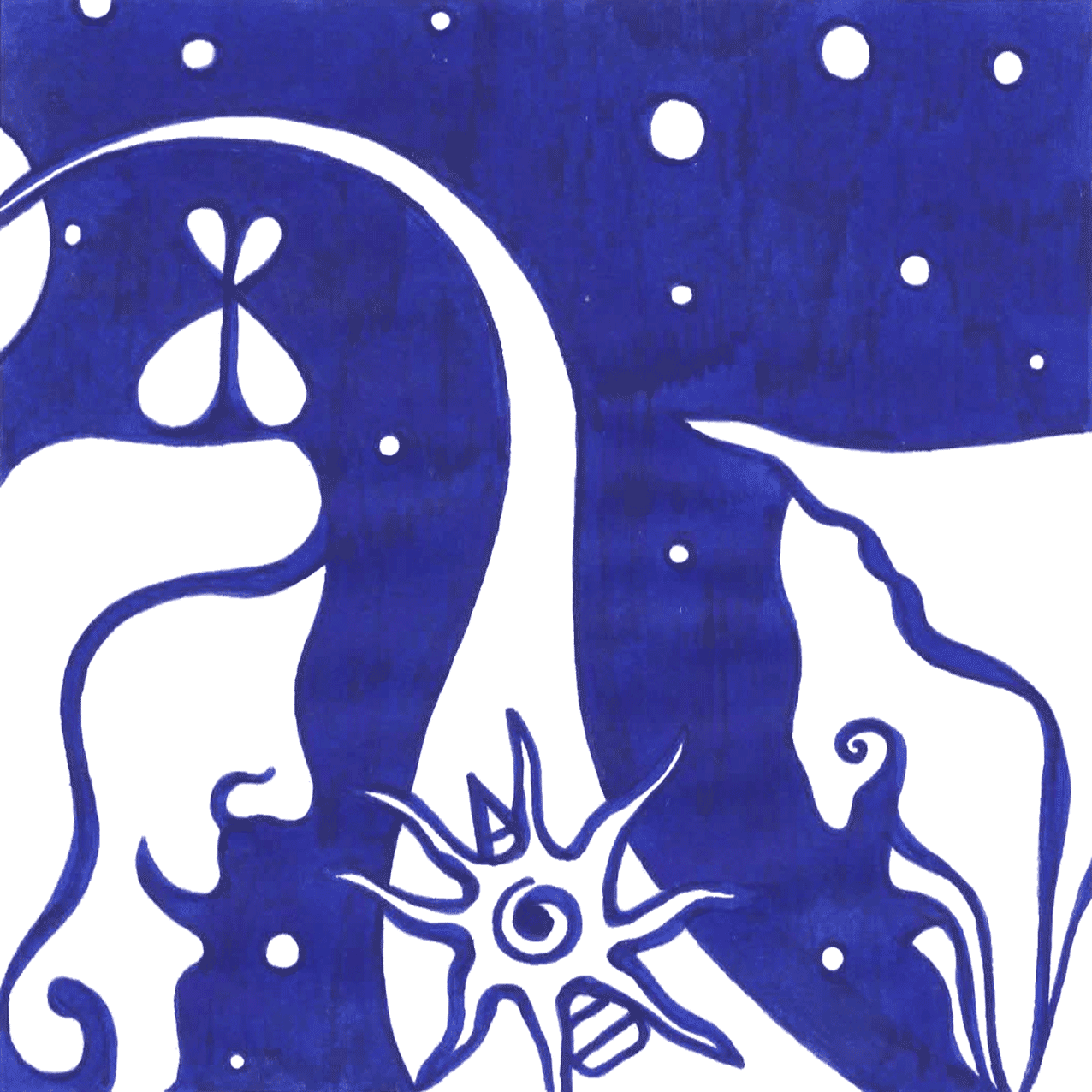 Poetisches Tintenbild „Träume werden wahr“, fließende Formen zwischen Licht und Schatten