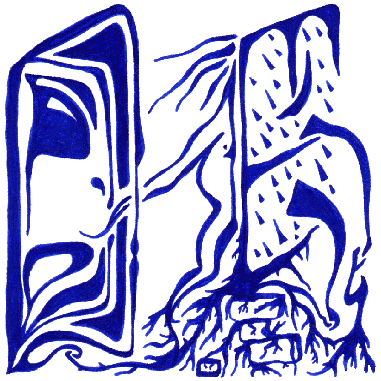 Abstrakte Linienillustration „Durchs Fenster“ als Symbol für Perspektive, Blick und Einsicht