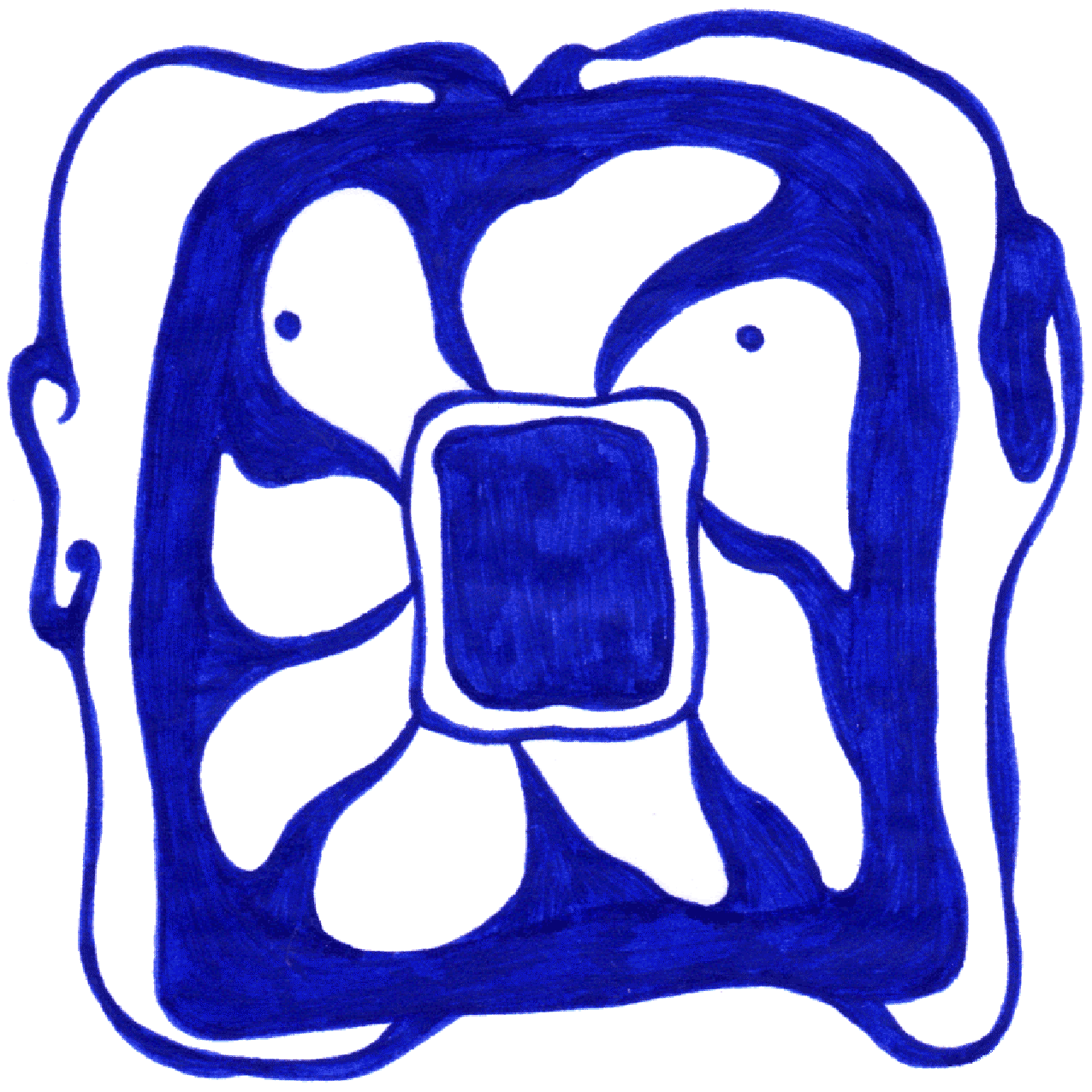 Nachhallendes Echo als Tintenillustration, spiegelt Antworten und wiederkehrende Gedanken