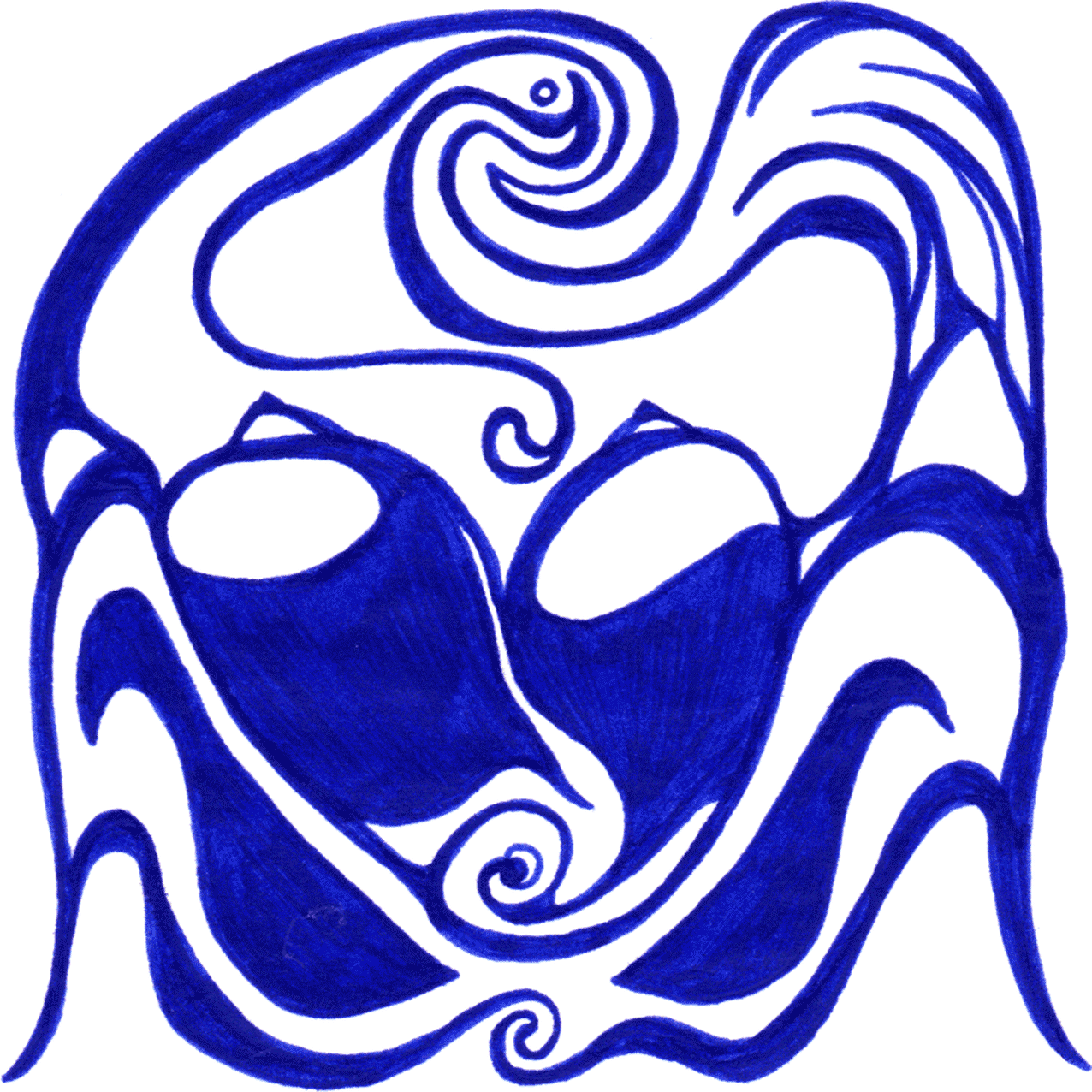 Abstraktes Bild „Erwachen“ in Tinte gezeigt, ein stiller Übergang von Unschuld zu neuer Wahrnehmung