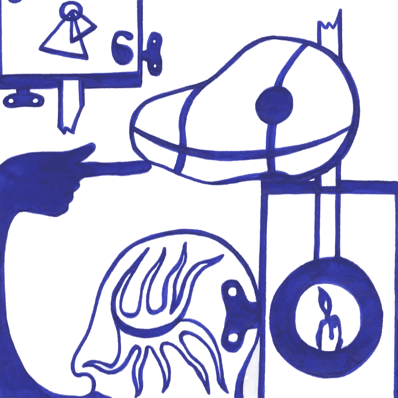 Tintenbild „Es ist Zeit zu beginnen“, die blaue Linien symbolisieren Aufbruch und Neuanfang