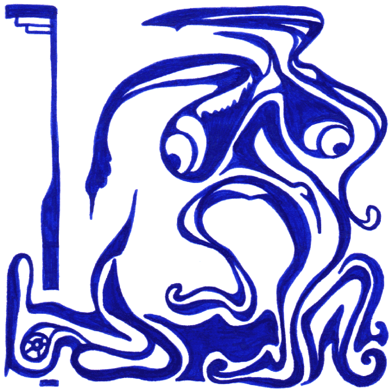 Faszinierende Tintenillustration „Frauentrick“, symbolisch für Raffinesse und Wirkung