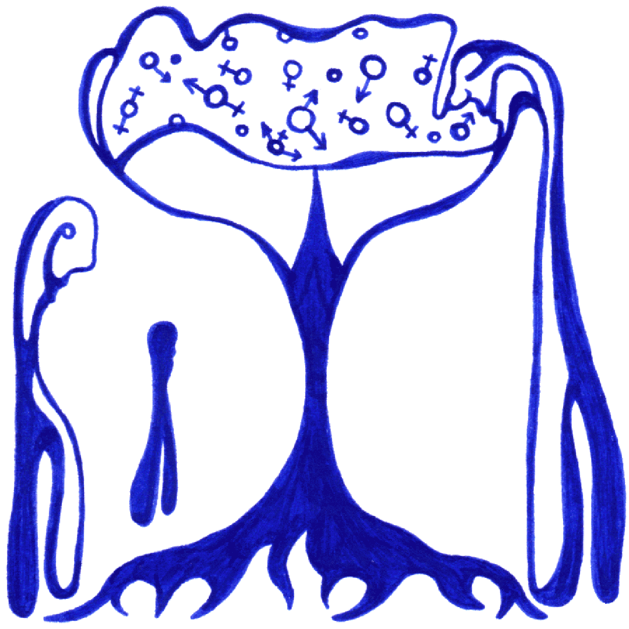 Strahlende Tintenillustration „Freude für Alle“, symbolisiert gemeinsame Glücksmomente