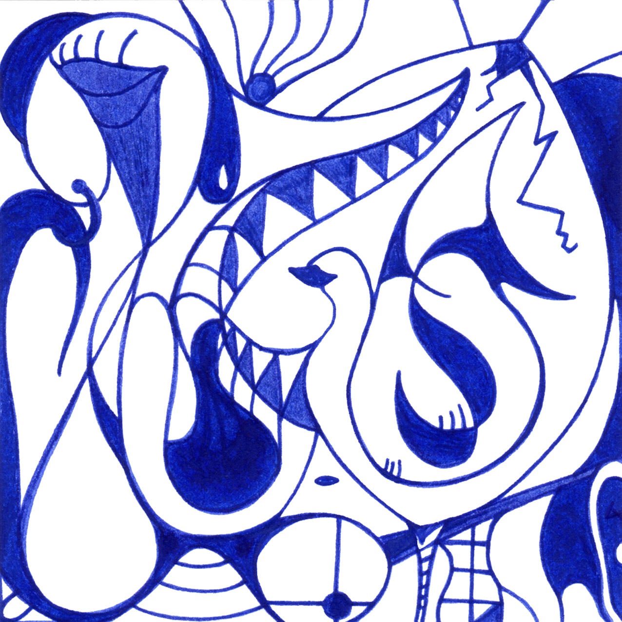 Tintenbild „Fuchs unter Freunden“ – Darstellung von Nähe, List und verborgenen Absichten