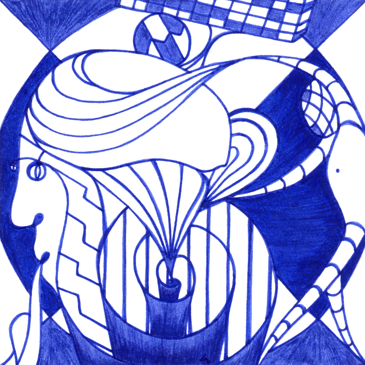 Abstraktes Bild mit Gegensätzen – symbolisches Tintenbild für Ruhe, Ausgeglichenheit und Verständnis