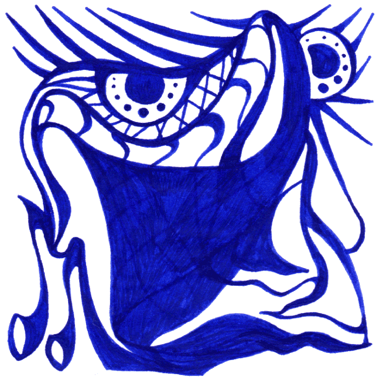 Verhülltes Gesicht als Tintenbild, symbolisiert Geheimnis, Erwartung und verborgene Identität