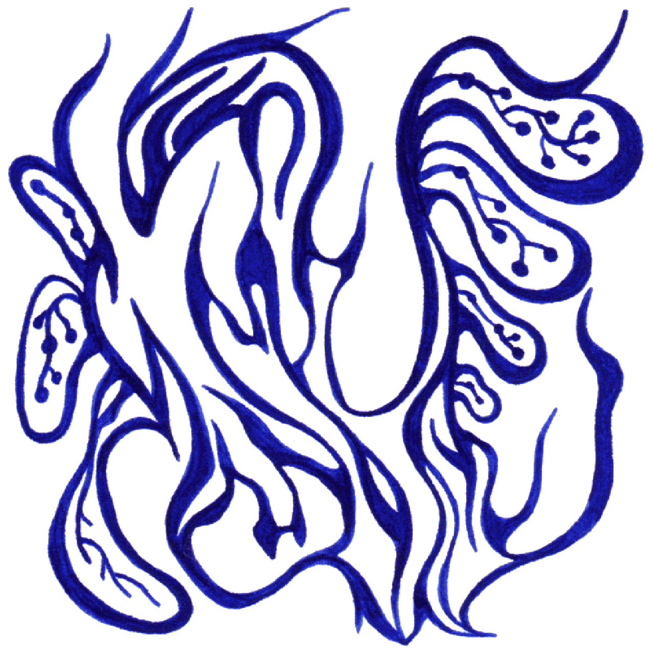 Tintenbild „Gestalt“, schemenhafte Figur, geheimnisvoll und kaum greifbar dargestellt