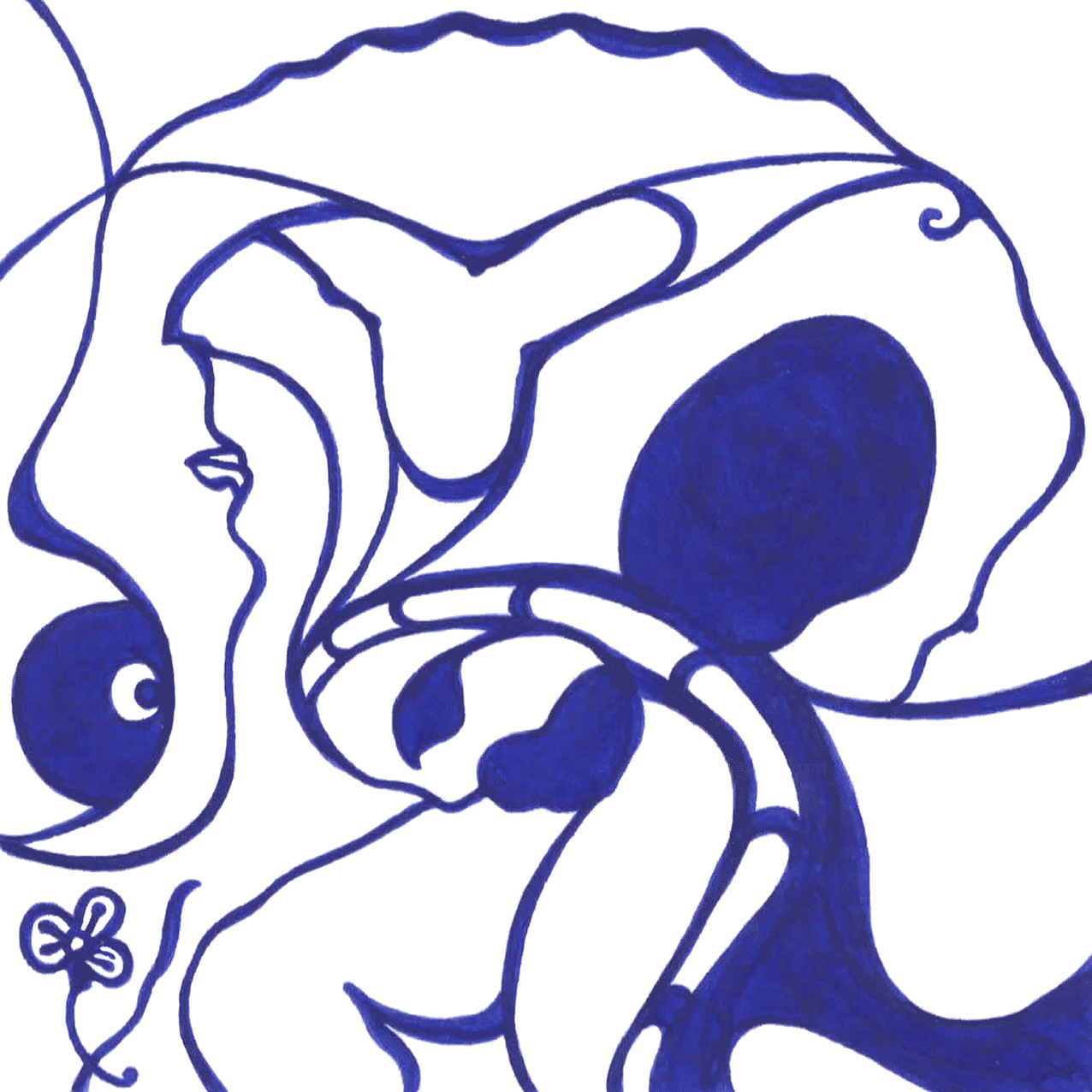 Abstrakte Tintenillustration „Geste des Dankes“, klare Formen als Zeichen von Anerkennung