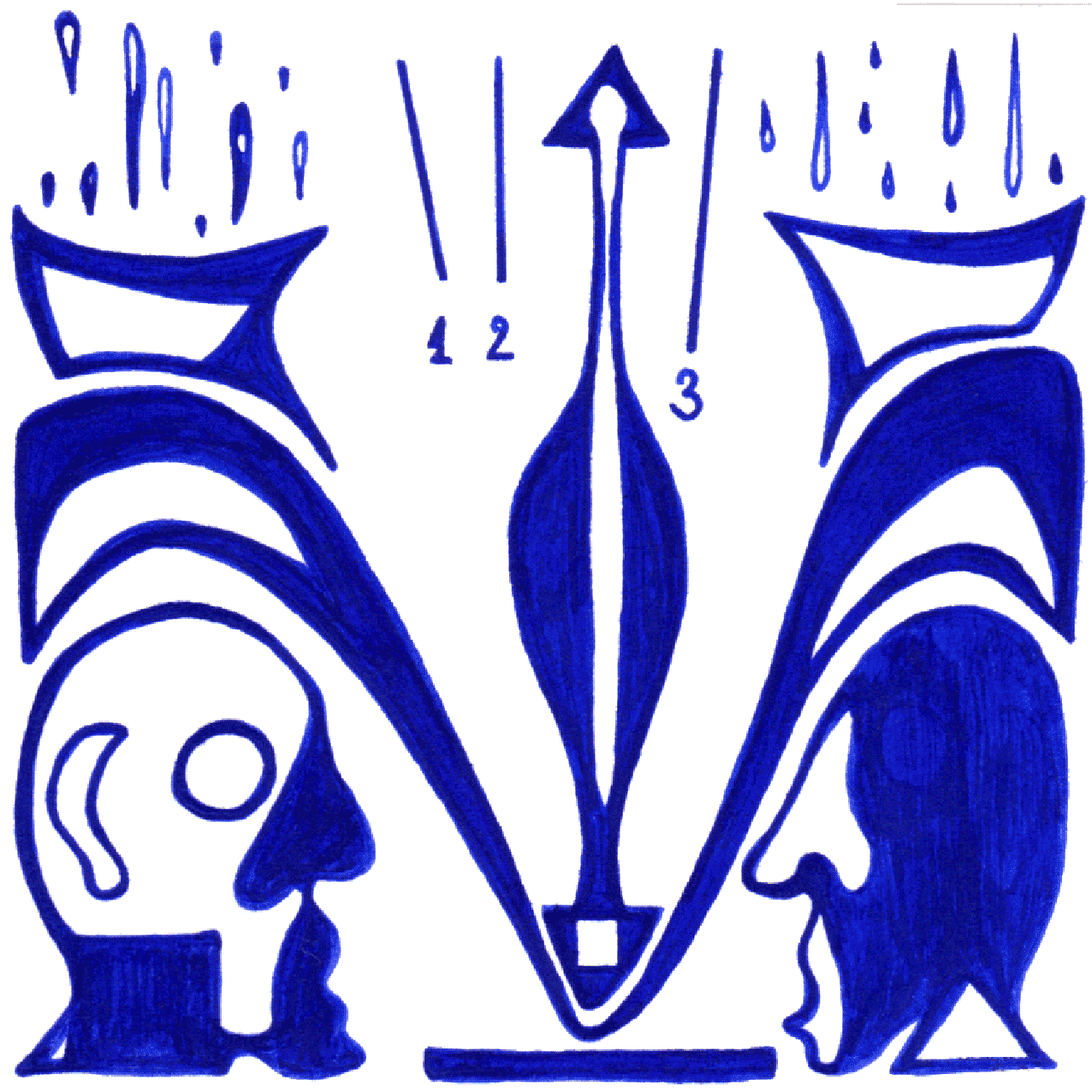 Tintenzeichnung „Gleichgültigkeit“, symbolisiert Gleichmut, Distanz und emotionale Balance