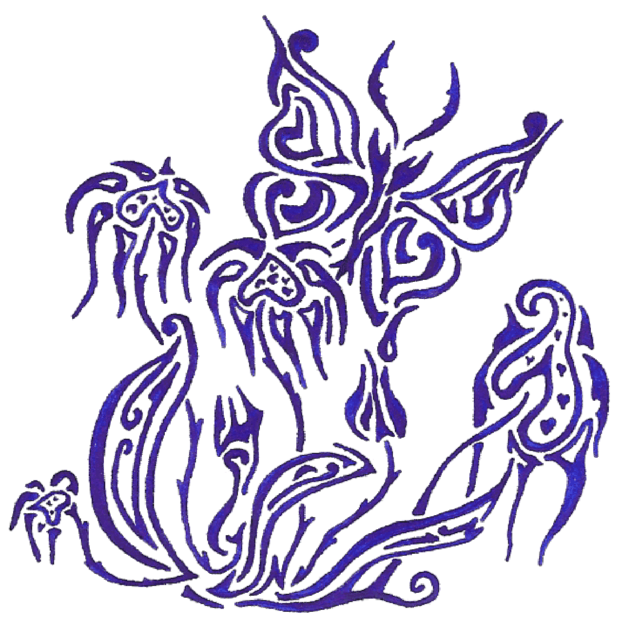 Tintenillustration „Glückwunsch“ mit leichten Formen als Symbol für Freude und ein kleines Geschenk