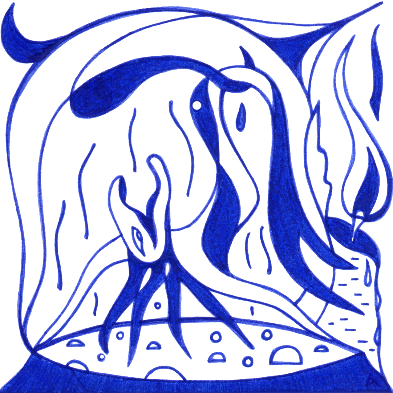 Magisches Tintenbild "Im Chaos des Hexenkessels": die Quelle der Magie im Inneren des Lebenskessels