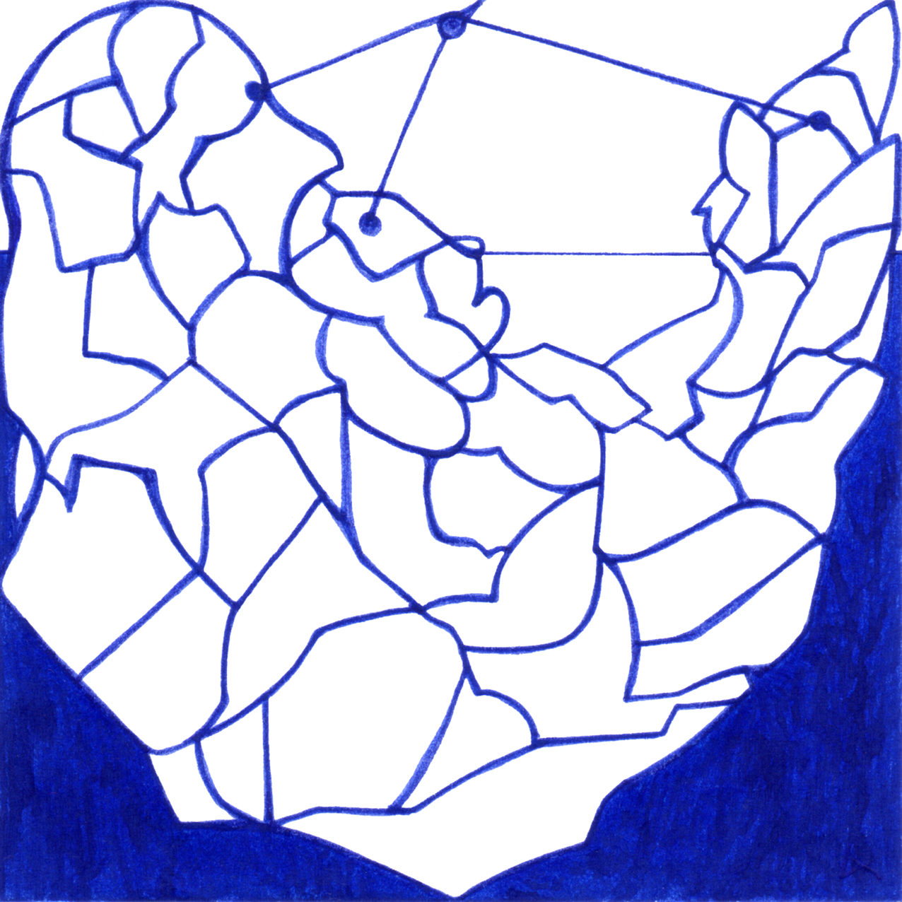 Sehnsüchtiges Tintenbild "Ich verschlinge dich", das unstillbare Verlangen nach restloser Hingabe.