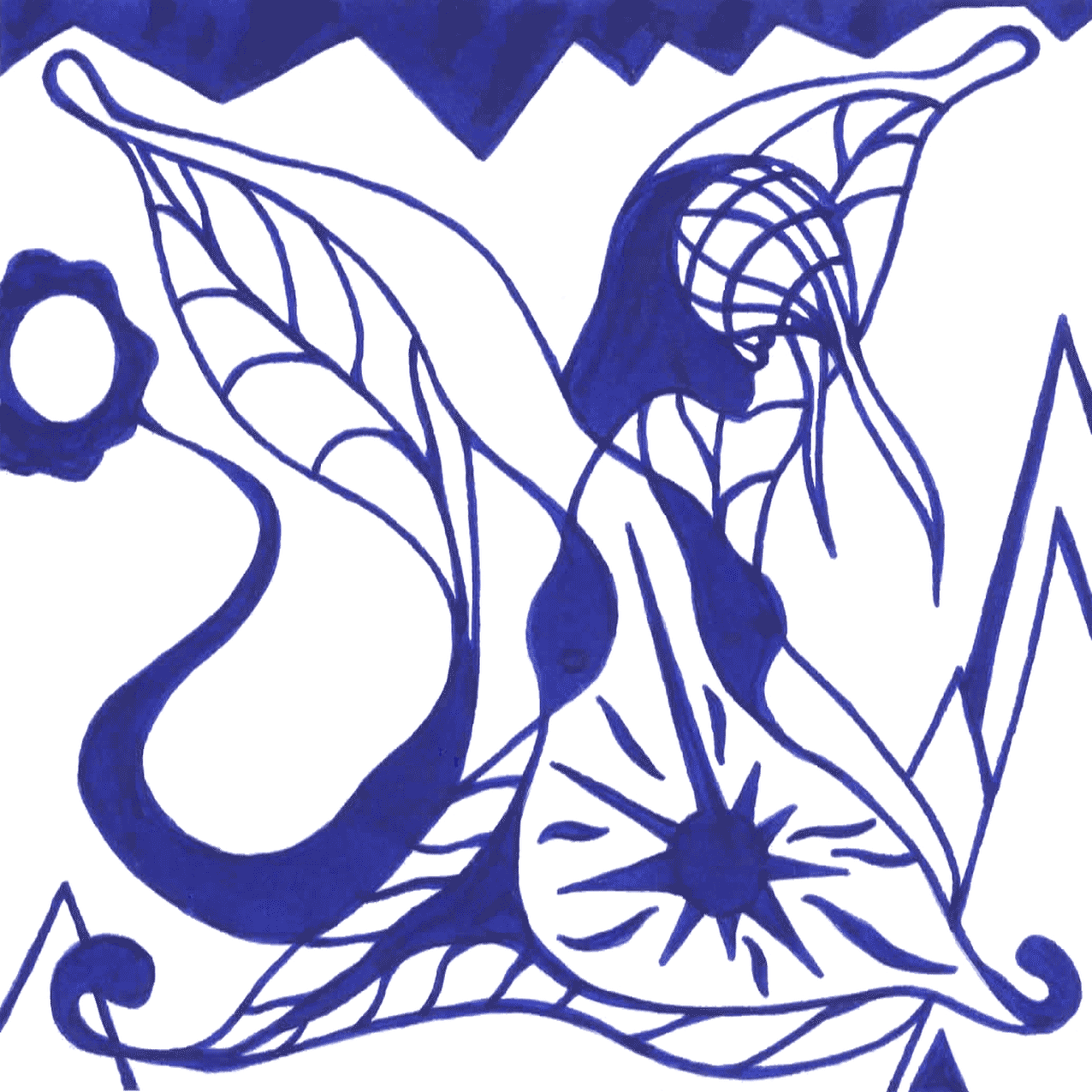 „Igel oder Schmetterling“ als Tintenzeichnung, Figuren symbolisieren Angst und Freude zugleich