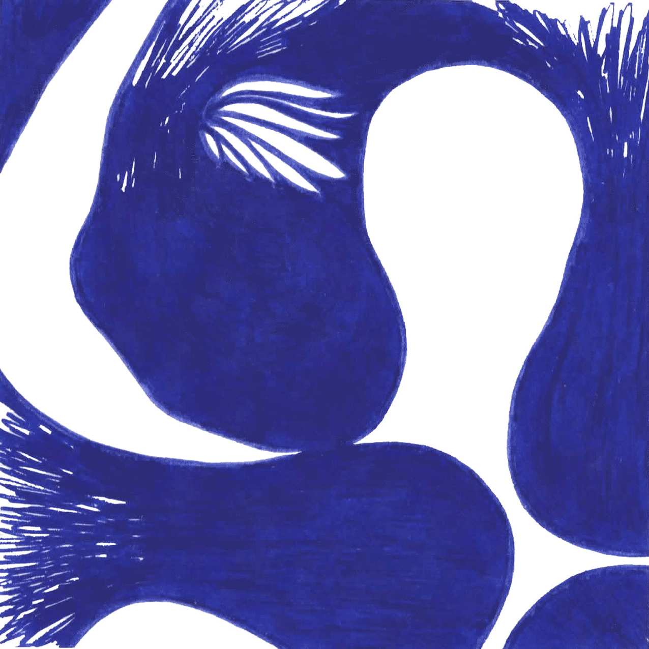 Abstrakte Tintenzeichnung „Inmitten“, zeigt eigenständige Persönlichkeit trotz gesellschaftlicher Mitte