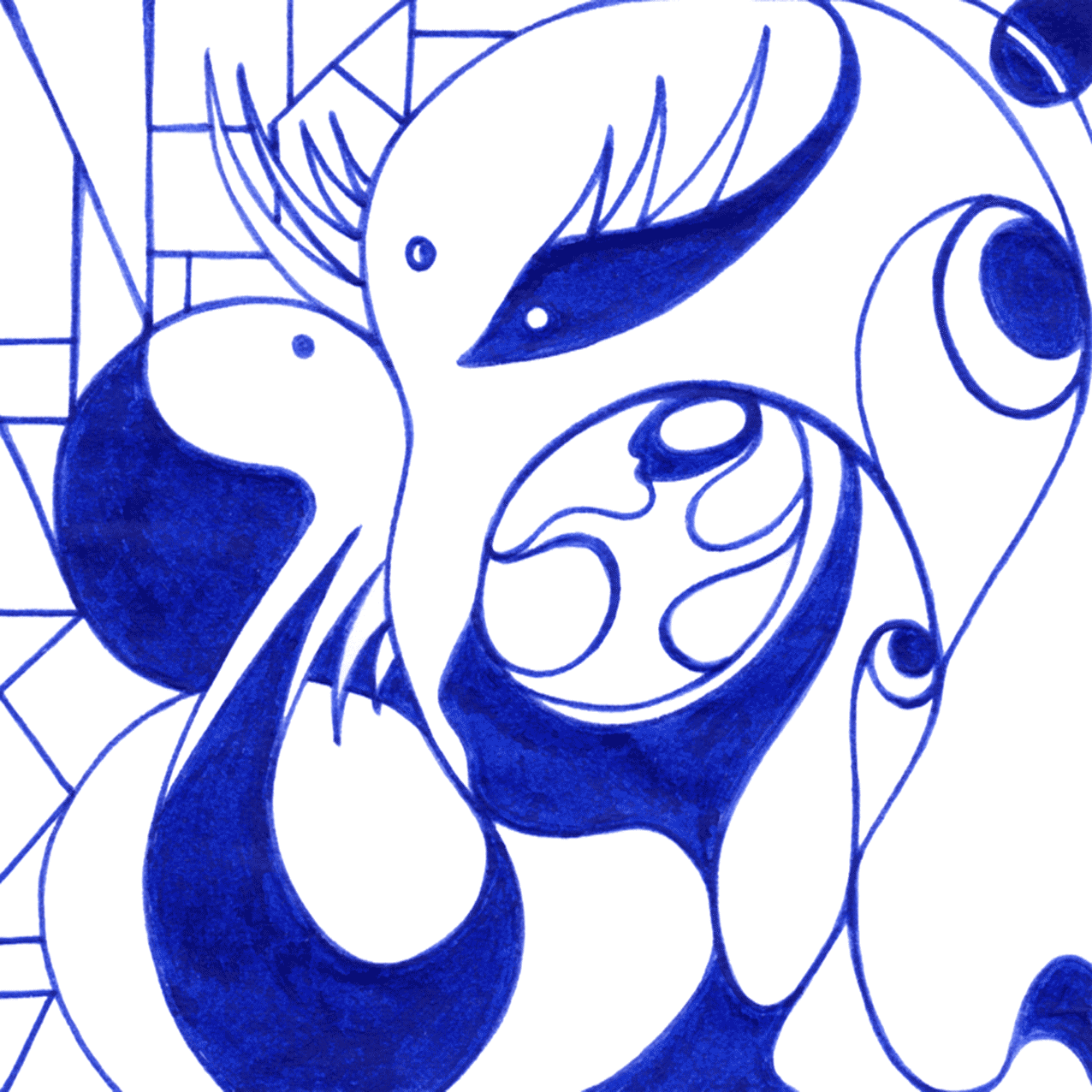 Nachdenkliches Tintenbild „Inneres Kind“ – verspielt, neugierig und weise, doch oft unbeachtet