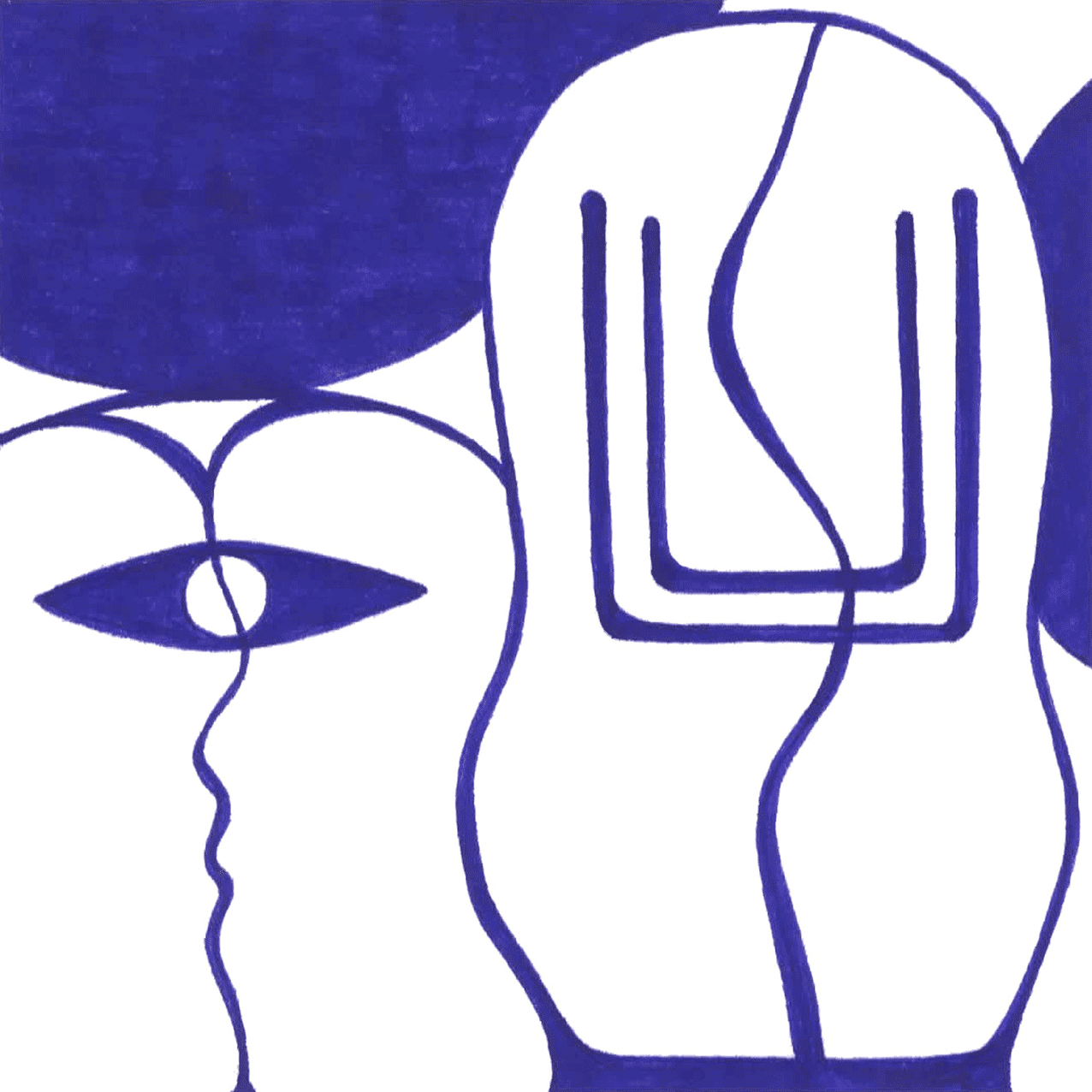 Liebevolle Tintenlinien „Kopflos verliebt“, Formen spiegeln Leidenschaft und emotionale Intensität