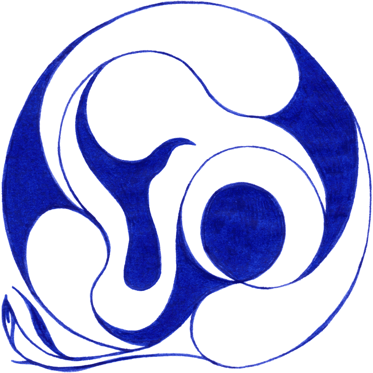 Ruhig und kontemplativ „Kreislauf“ – Tintenbild von fortlaufenden Runden und Zyklen