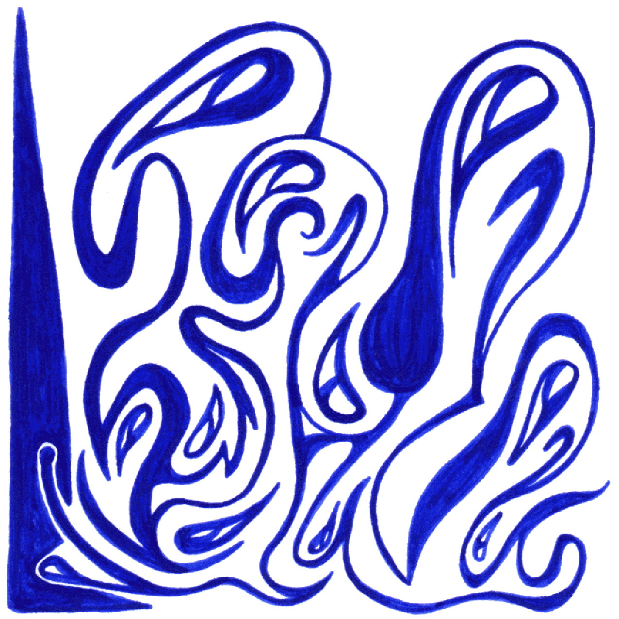 Bild "Lebende Tränen" in Tintenform, Ausdruck von tiefen Gefühlen zwischen Augen und Seele