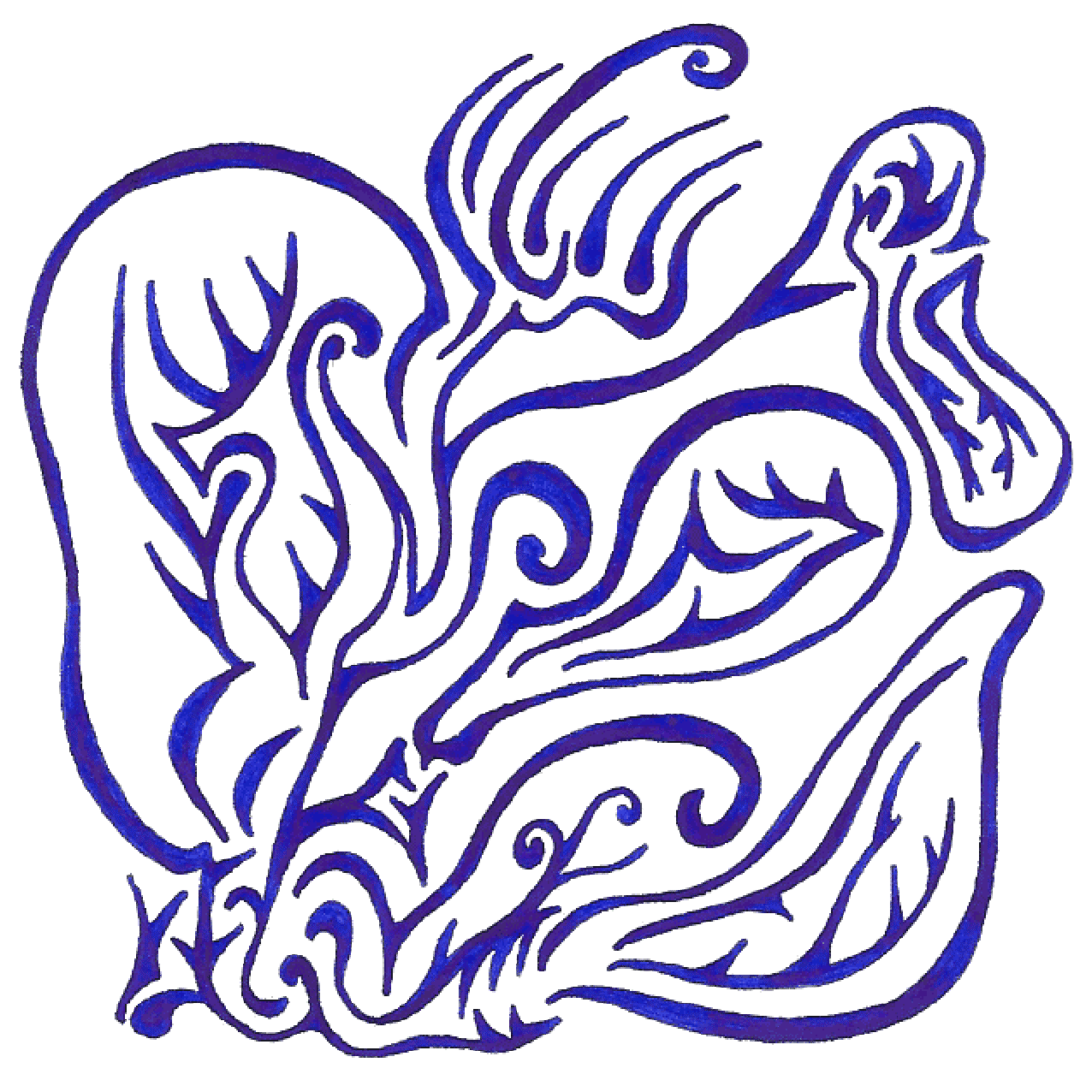 Lyrische Tintenzeichnung „Licht“ mit strahlenden Linien als Kontrast zur Dunkelheit