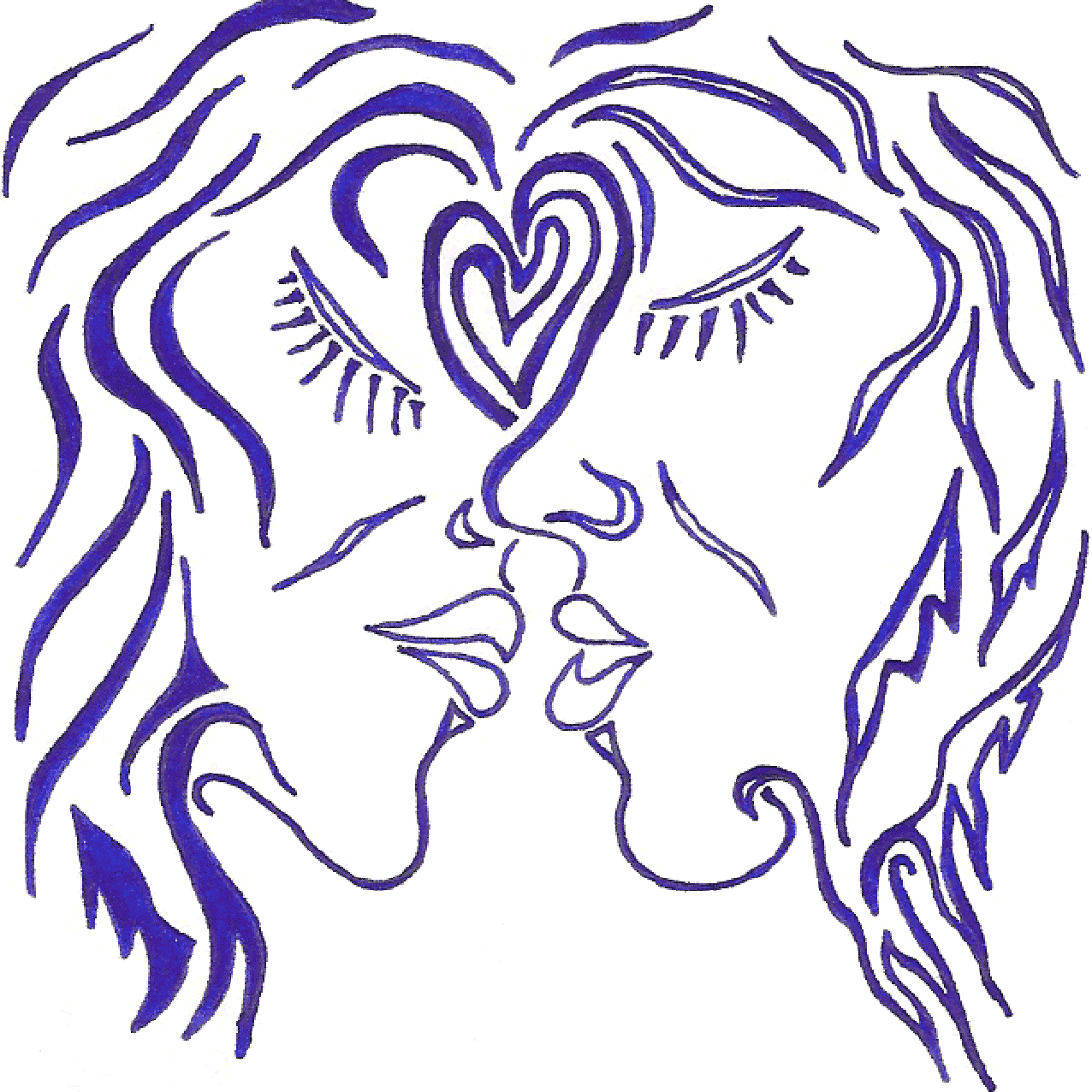 Abstraktes Tintenbild „Liebe“ mit fließenden Linien, Symbol für Gefühle und Verbundenheit