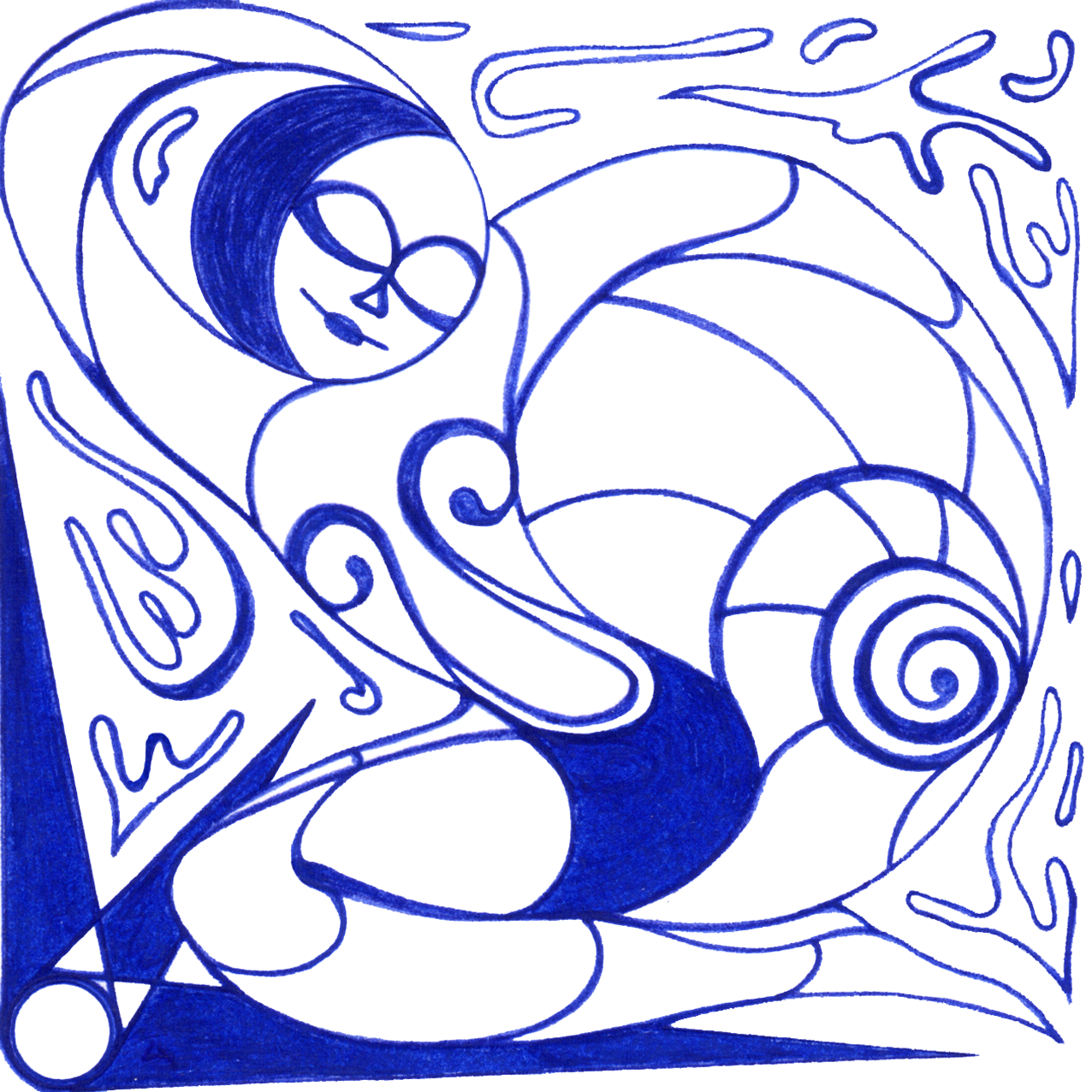 Tragendes Tintenbild "Liebste Bürde": das ambivalente Geschenk, die Weltseele in Händen zu halten.