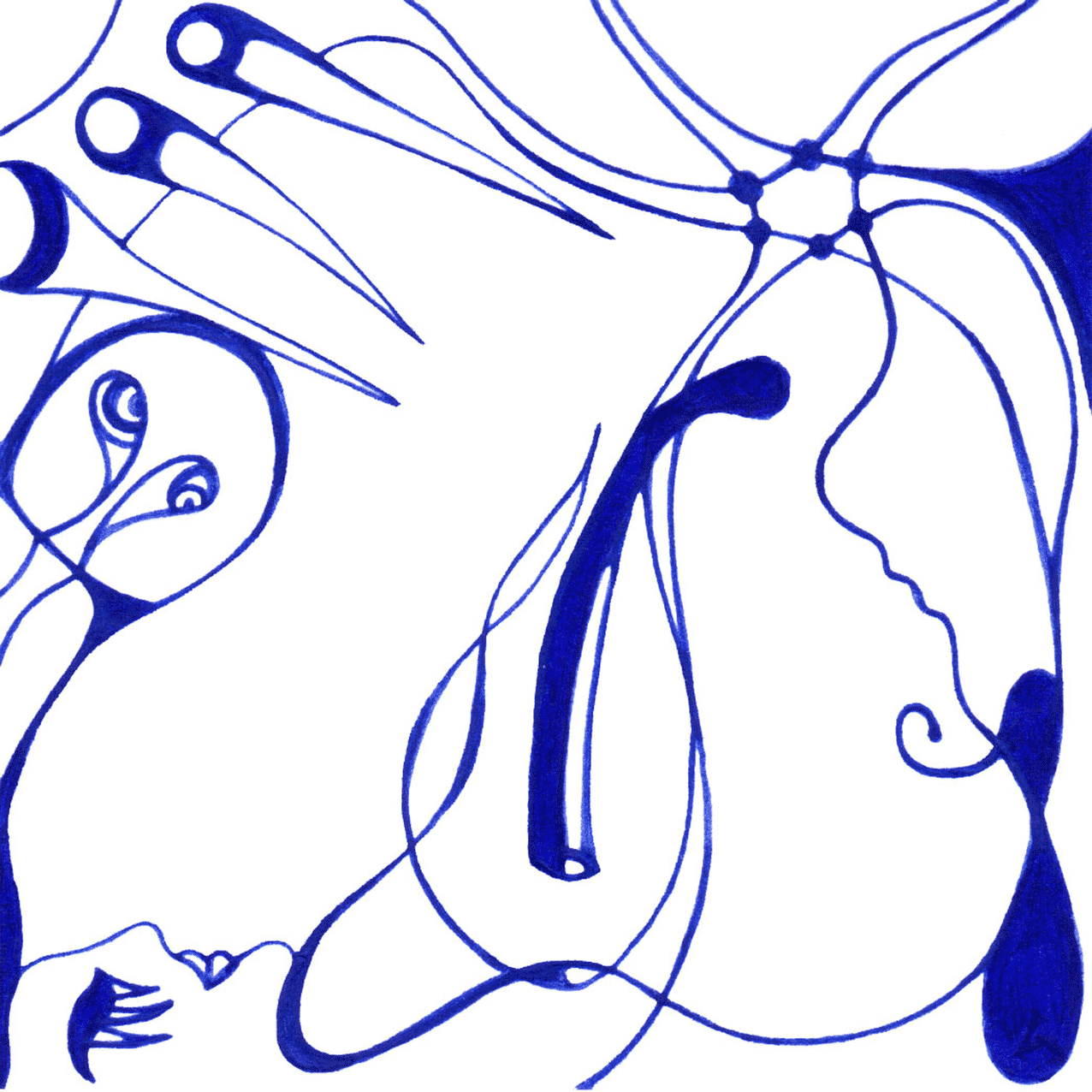 Nachdenklich „Loslassen“ – Tintenbild einer Gestalt zwischen Loslösen und Sehnsucht