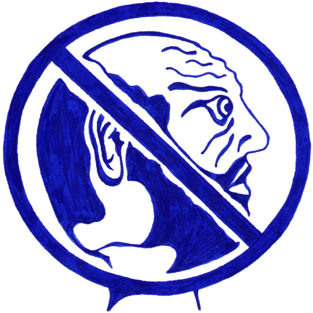 Abstrakte Linienillustration „Mann sagen verboten“ als Symbol für Verbot, Kontrolle und Schweigen