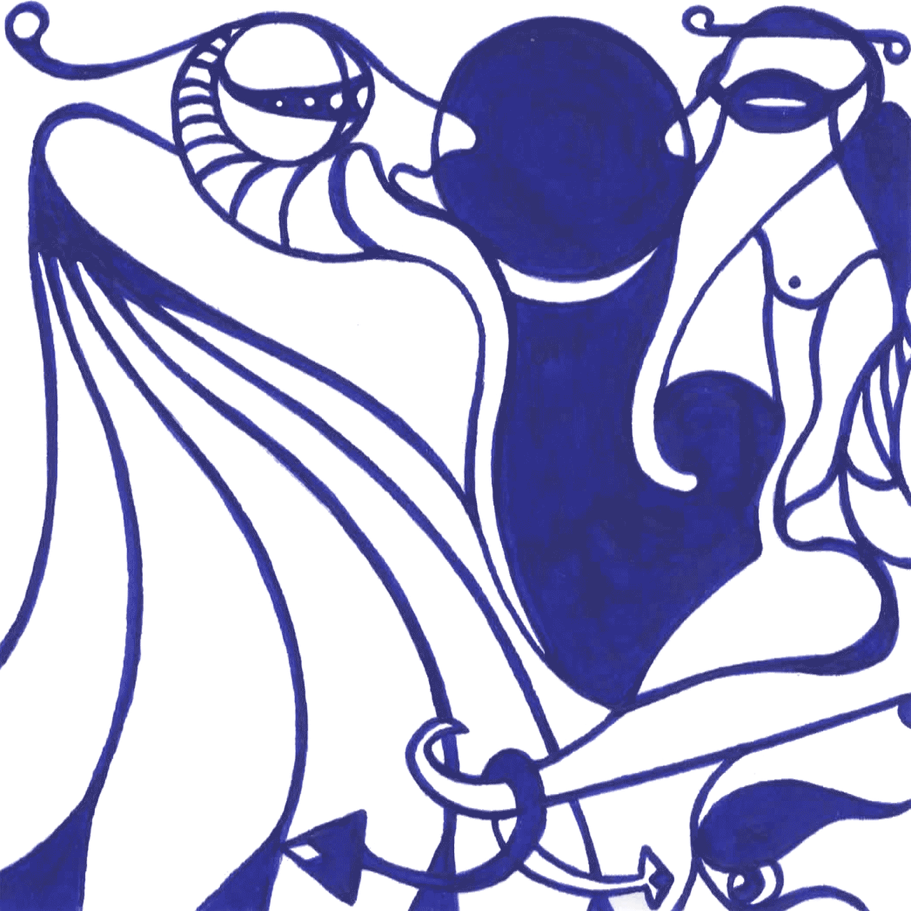 Tintenbild „Modemenschen“, elegante Linien zeigen individuelle Figuren und ihre Eigenheiten