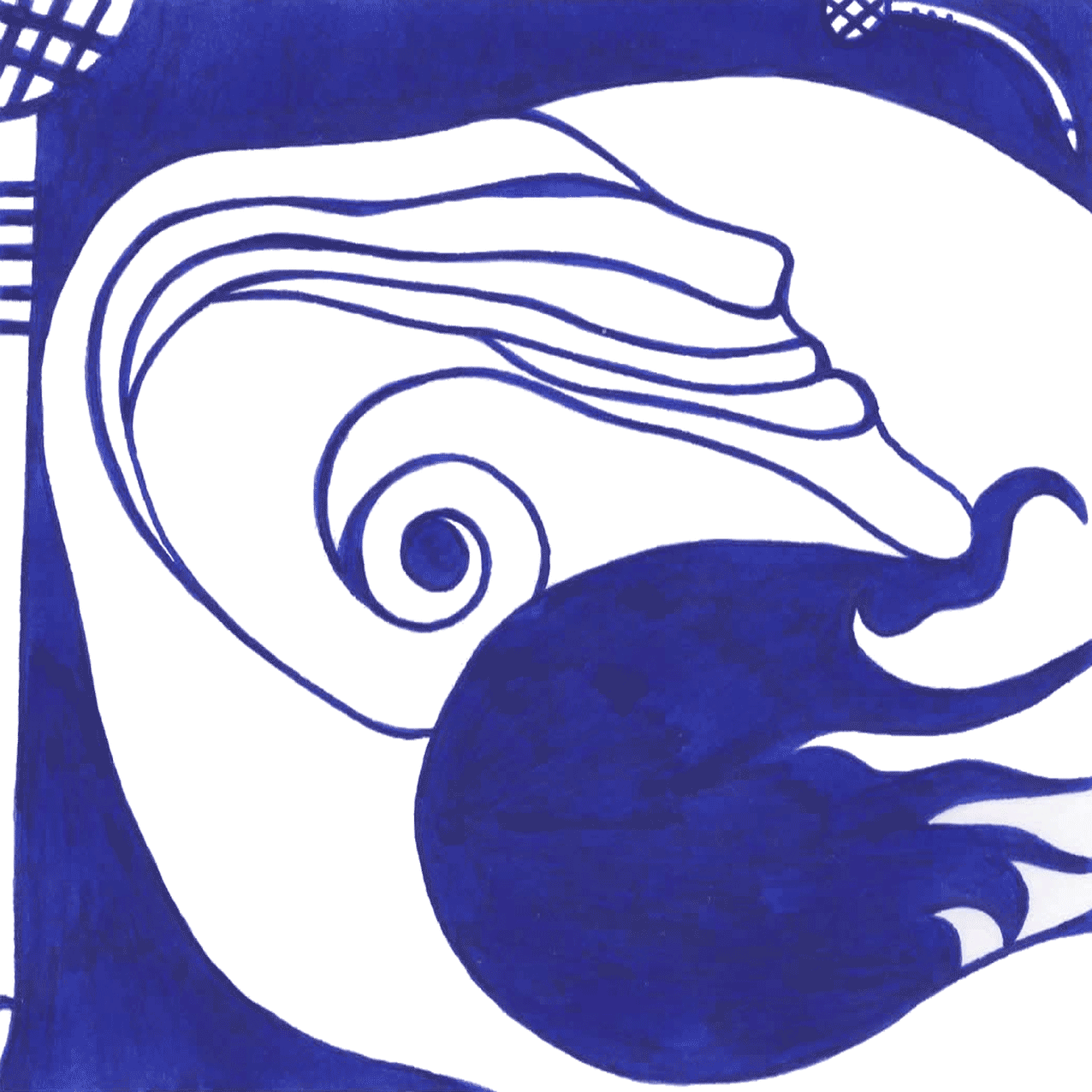 Tintenbild „Monotonie“, gleichmäßige Linien symbolisieren Wiederholung und Struktur