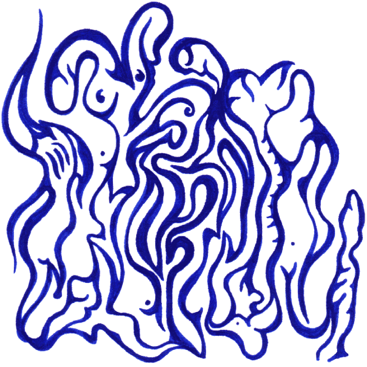 Dynamische Linienillustration „Nackte Bewegung“ als Symbol für natürliche Freiheit und Körperlichkeit