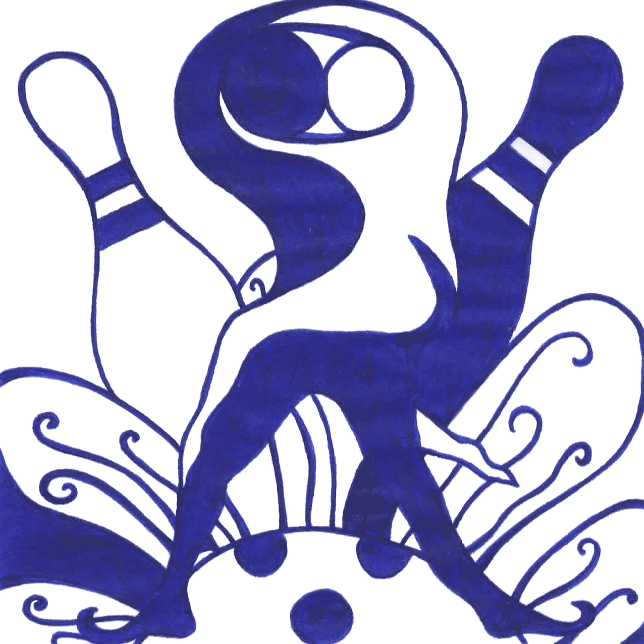 „Nur ein Spiel“ als Tintenmotiv, Linien fließen wie Kräfte der Vergnügungen, die uns lenken