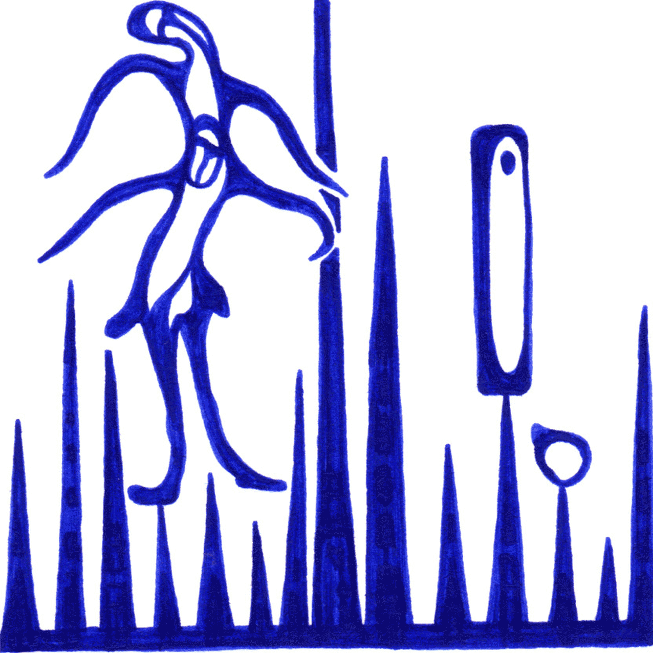 Flüchtige Tintenlinien in „Panik“ vermitteln Unsicherheit, Alarmbereitschaft und innere Anspannung