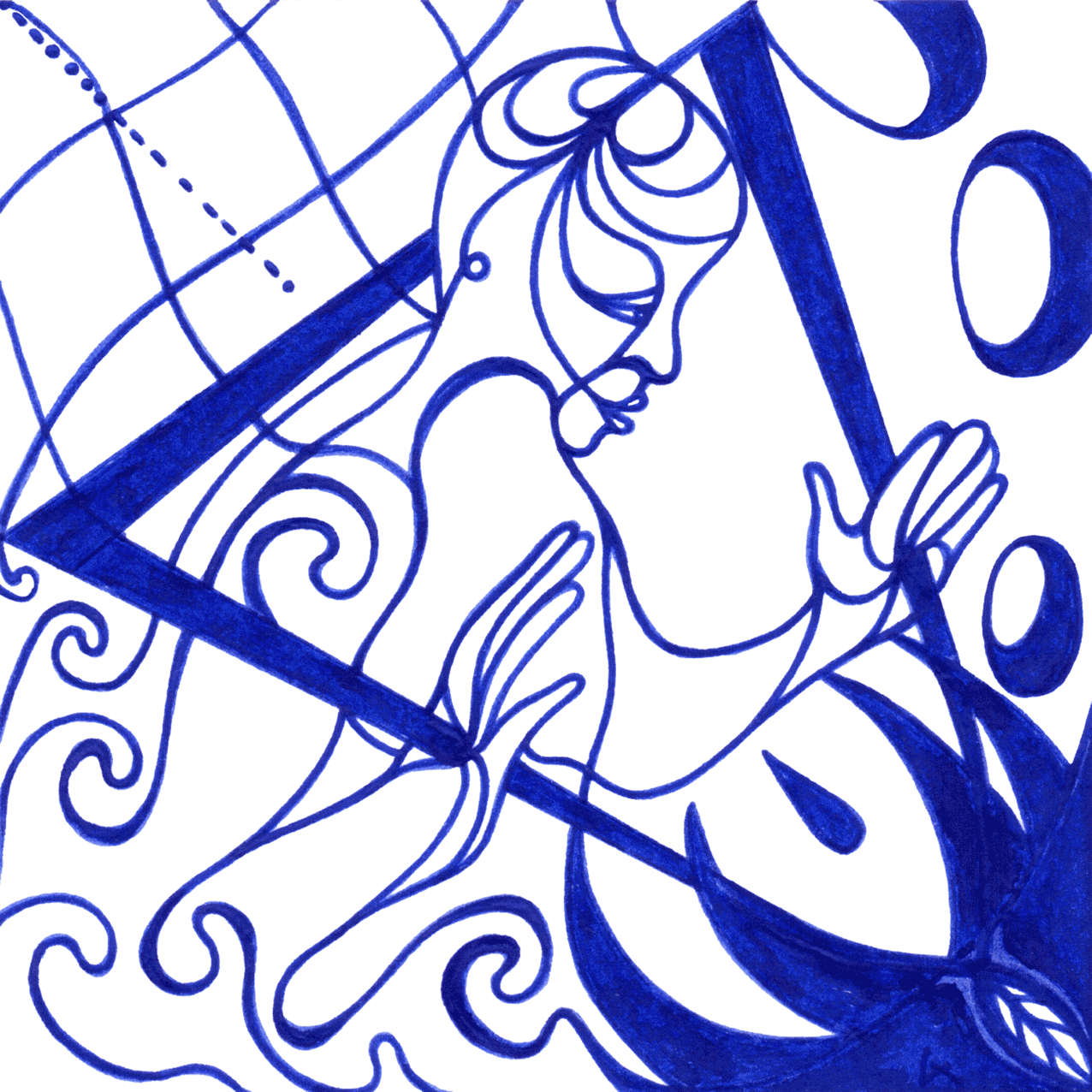 Abstraktes Tintenbild „Projektion“ – Gedanken formen ein unerwartetes Resultat