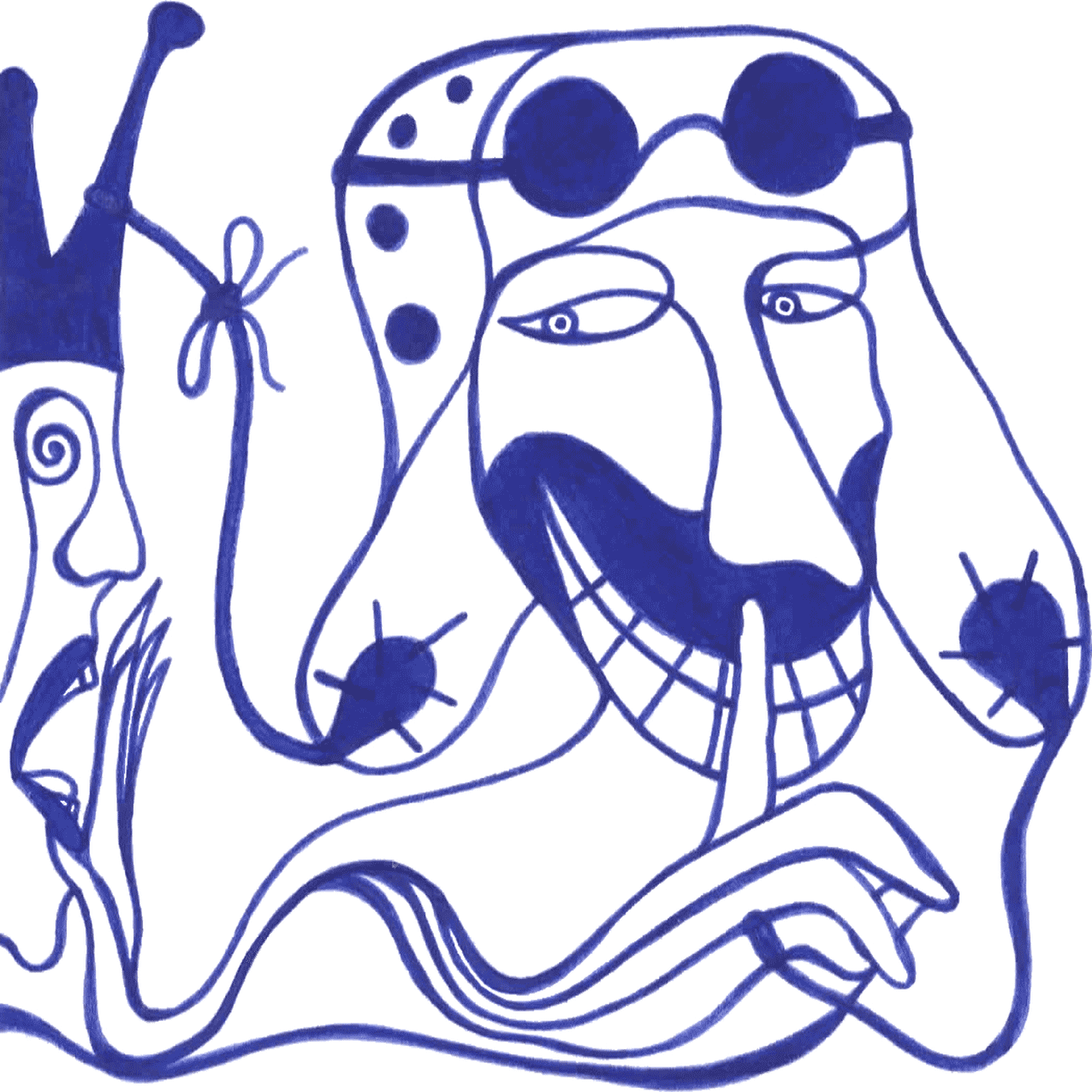 Zartes Tintenbild „Pst!“ mit leisen Linien, Symbol für unausgesprochene Gedanken